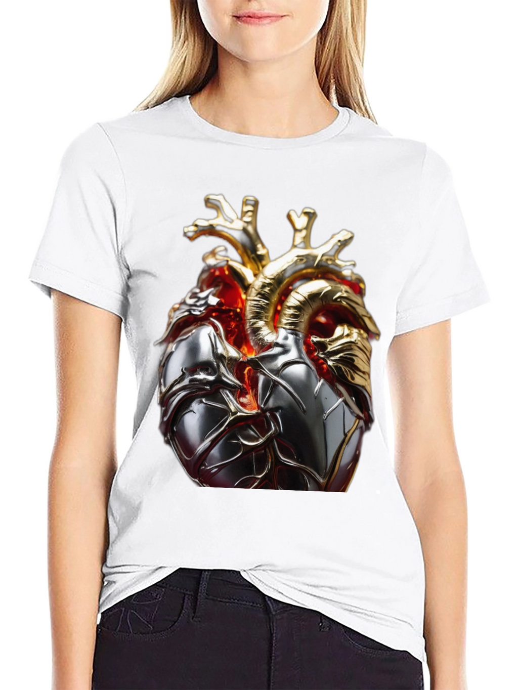 Metallic Heart Graphic T-Shirt