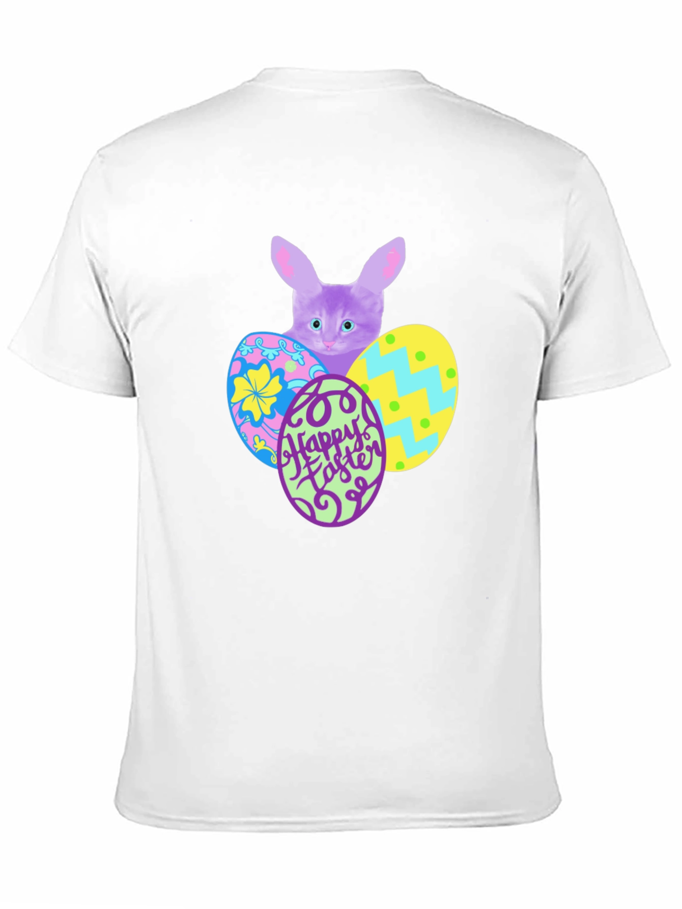 Easter Cat T-Shirt - Bunny Ears & Colorful Eggs