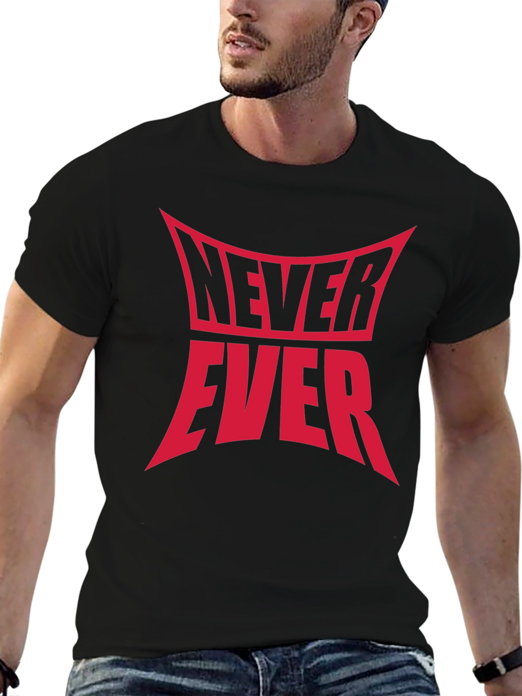 Never Ever Graphic Tee - Black Cotton T-Shirt