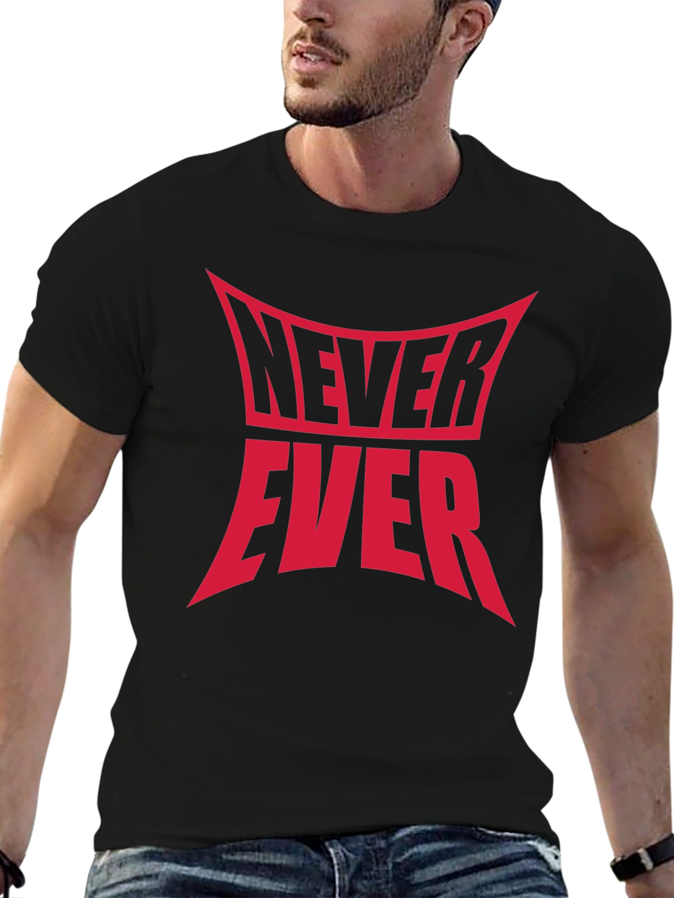 Never Ever Graphic Tee - Black Cotton T-Shirt