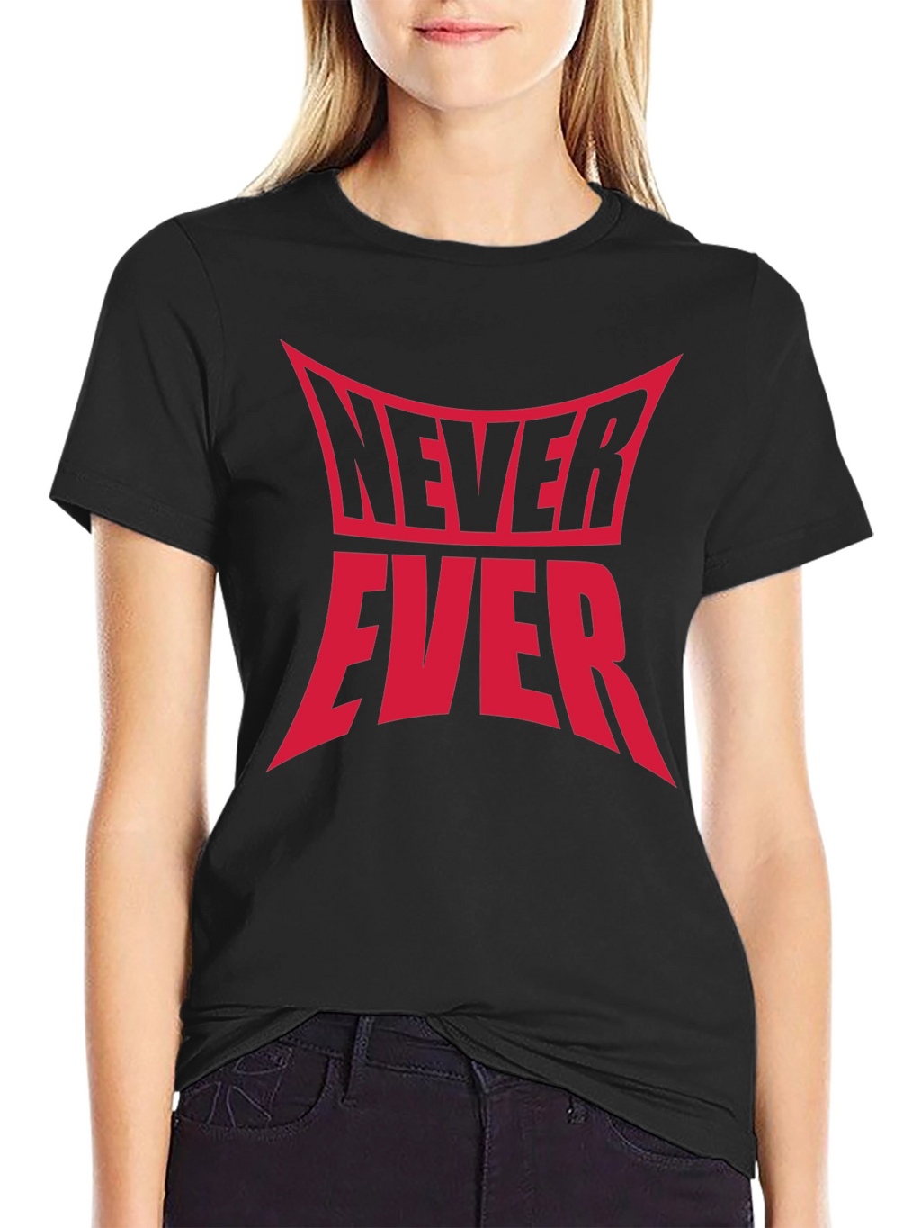 Never Ever Graphic Tee - Black Cotton T-Shirt