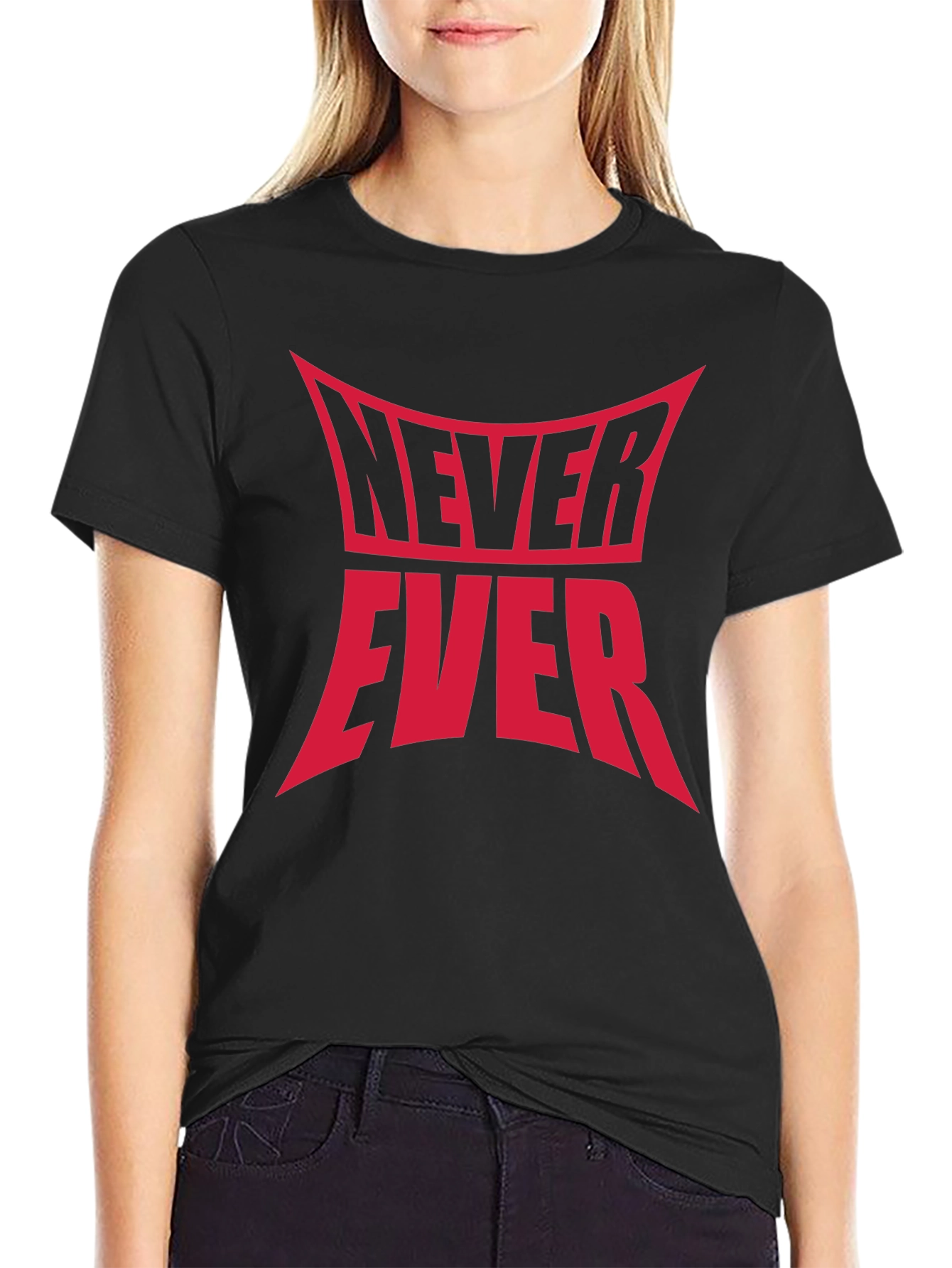 Never Ever Graphic Tee - Black Cotton T-Shirt