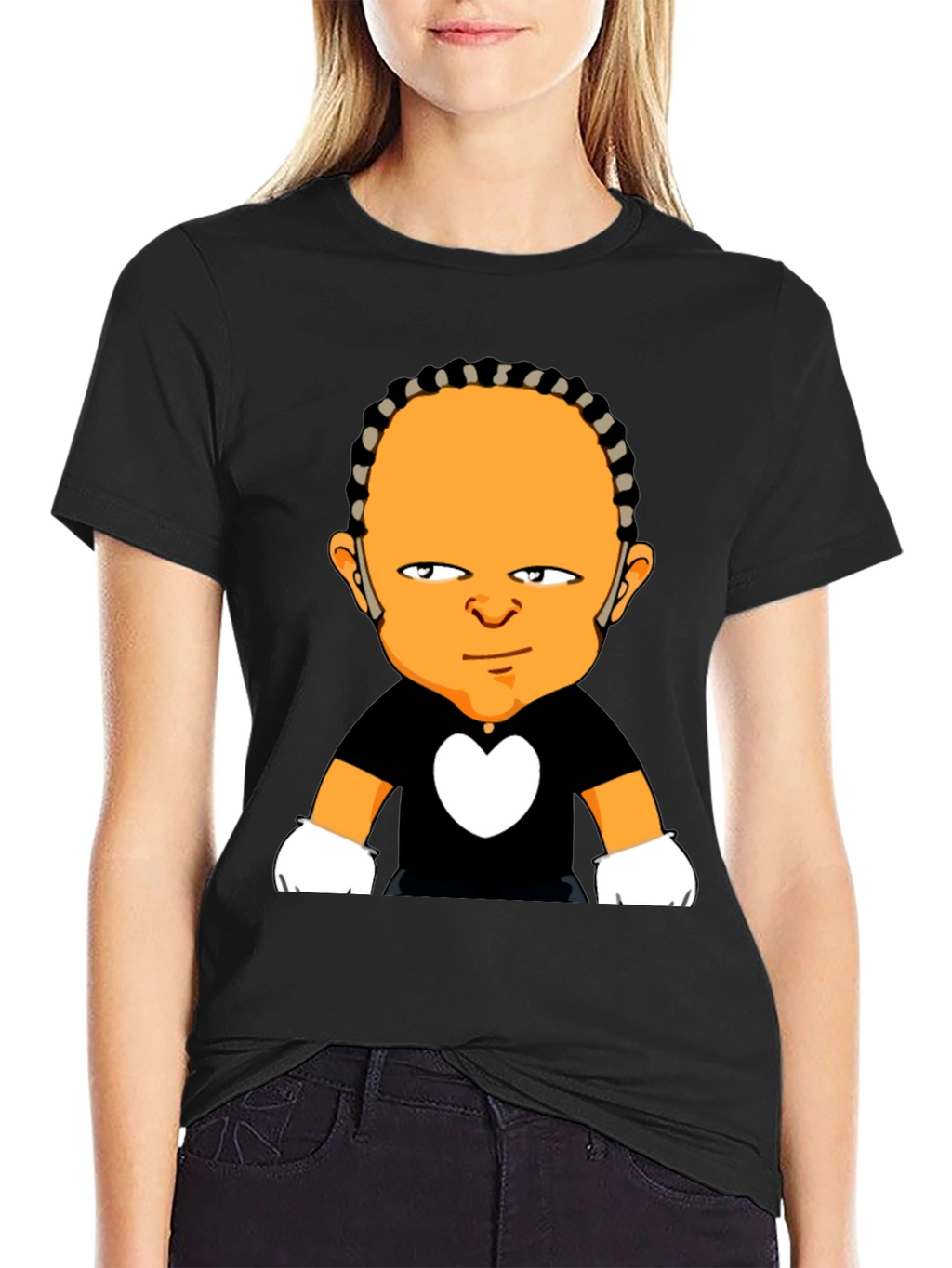 Cartoon Character Graphic Black T-Shirt