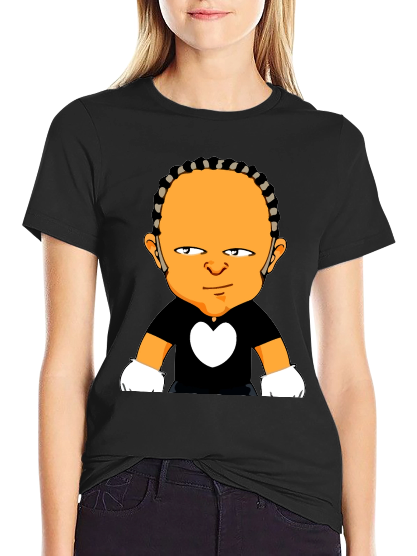 Cartoon Character Graphic Black T-Shirt