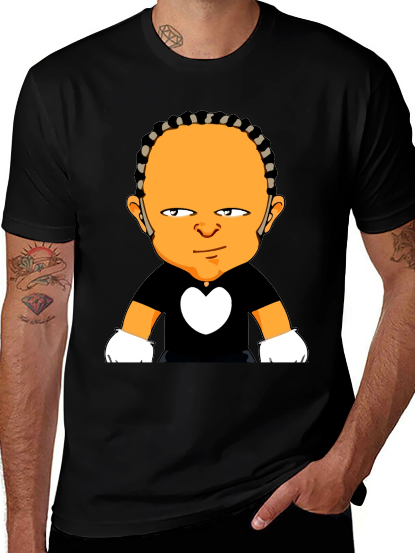 Cartoon Character Graphic Black T-Shirt