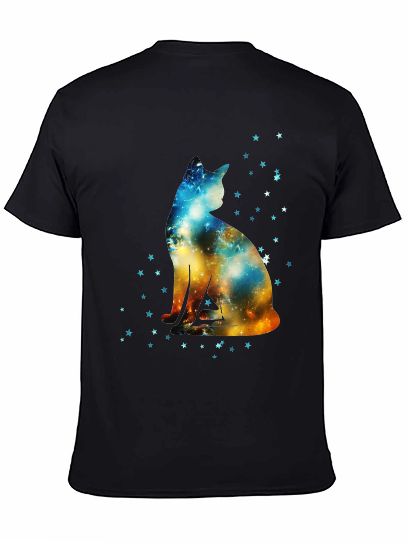 Galaxy Cat Graphic Black T-Shirt