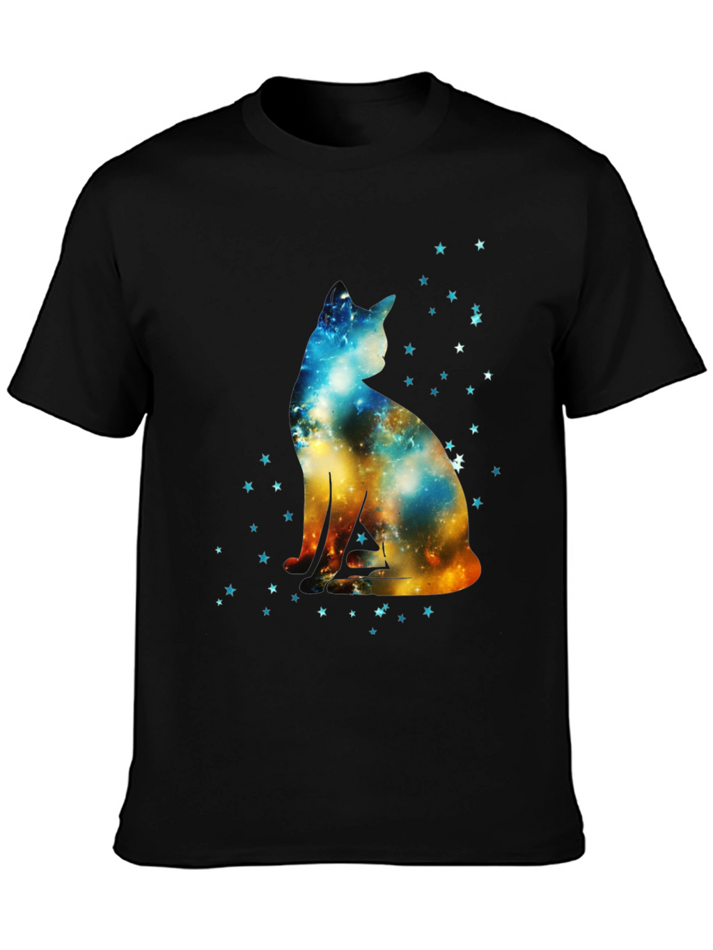Galaxy Cat Graphic Black T-Shirt