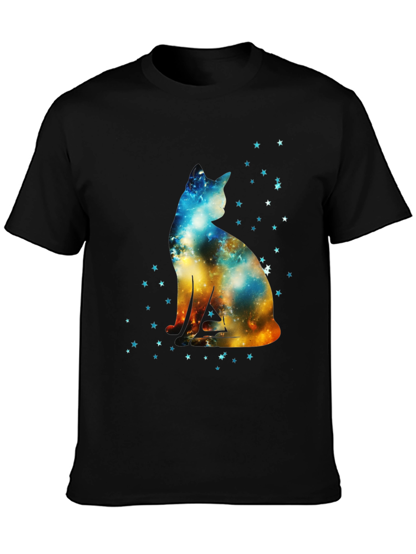 Galaxy Cat Graphic Black T-Shirt