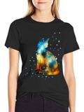Galaxy Cat Graphic Black T-Shirt