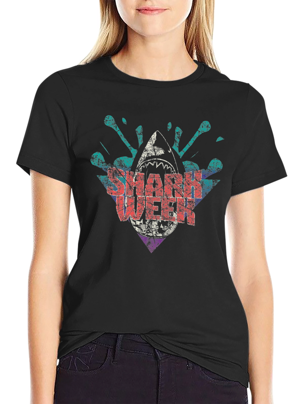 Shark Week Graphic Print Crewneck T-Shirt