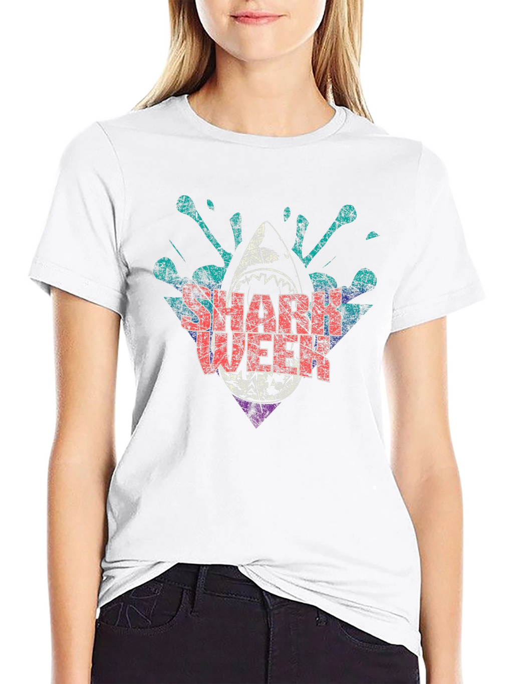 Shark Week Graphic Print Crewneck T-Shirt
