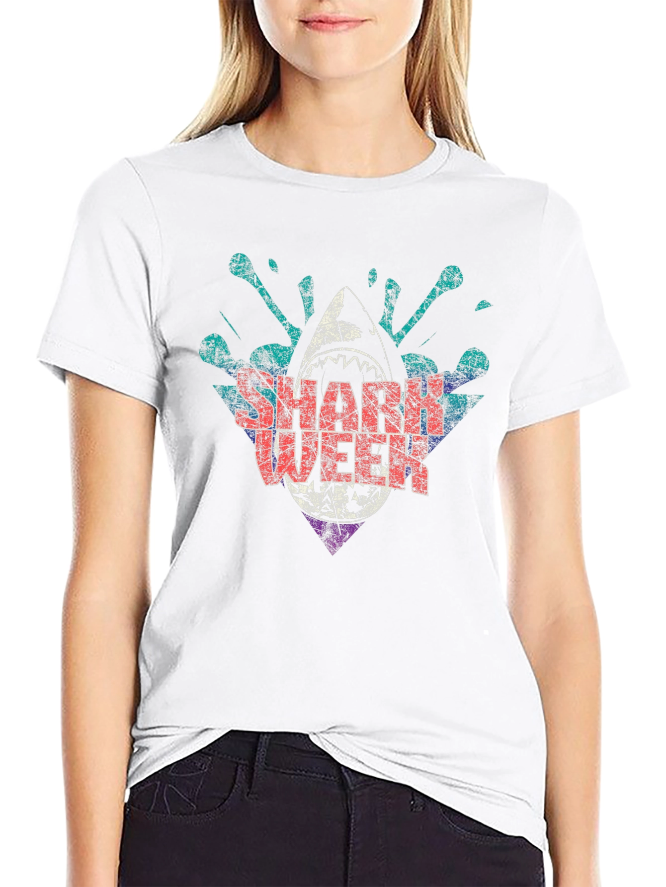 Shark Week Graphic Print Crewneck T-Shirt