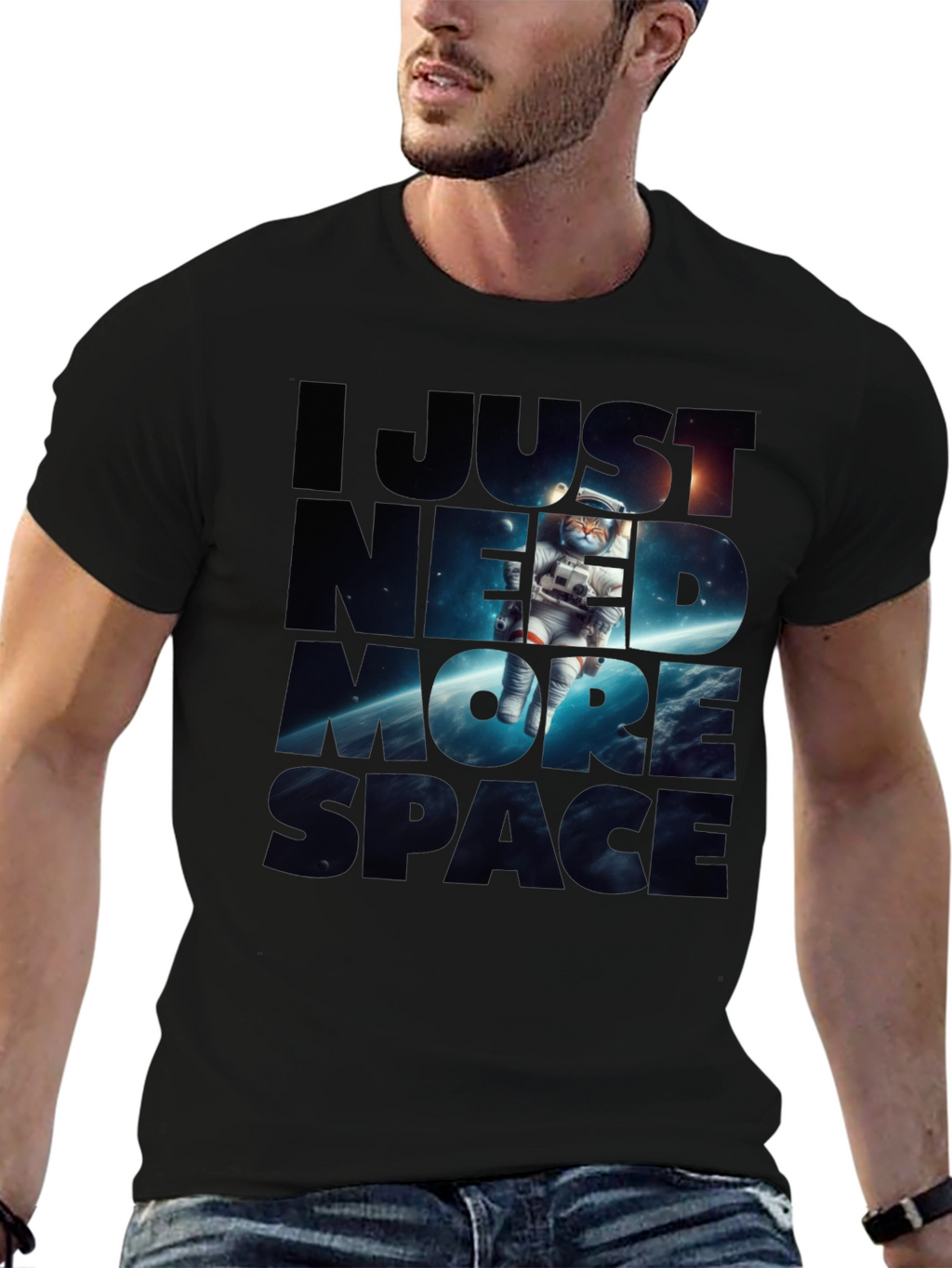 I Need More Space Cat Astronaut Graphic Tee