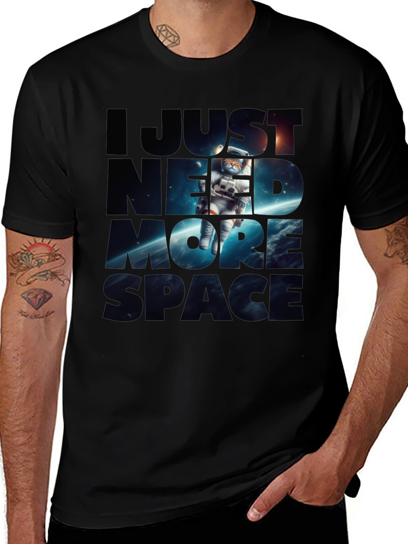 I Need More Space Cat Astronaut Graphic Tee