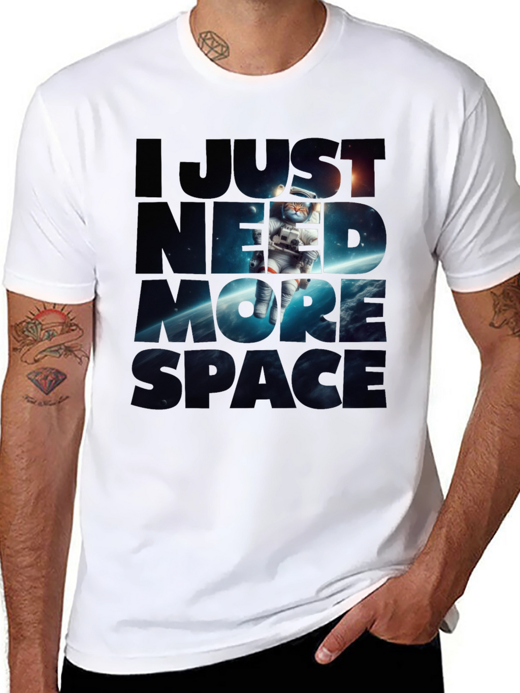 I Need More Space Cat Astronaut Graphic Tee
