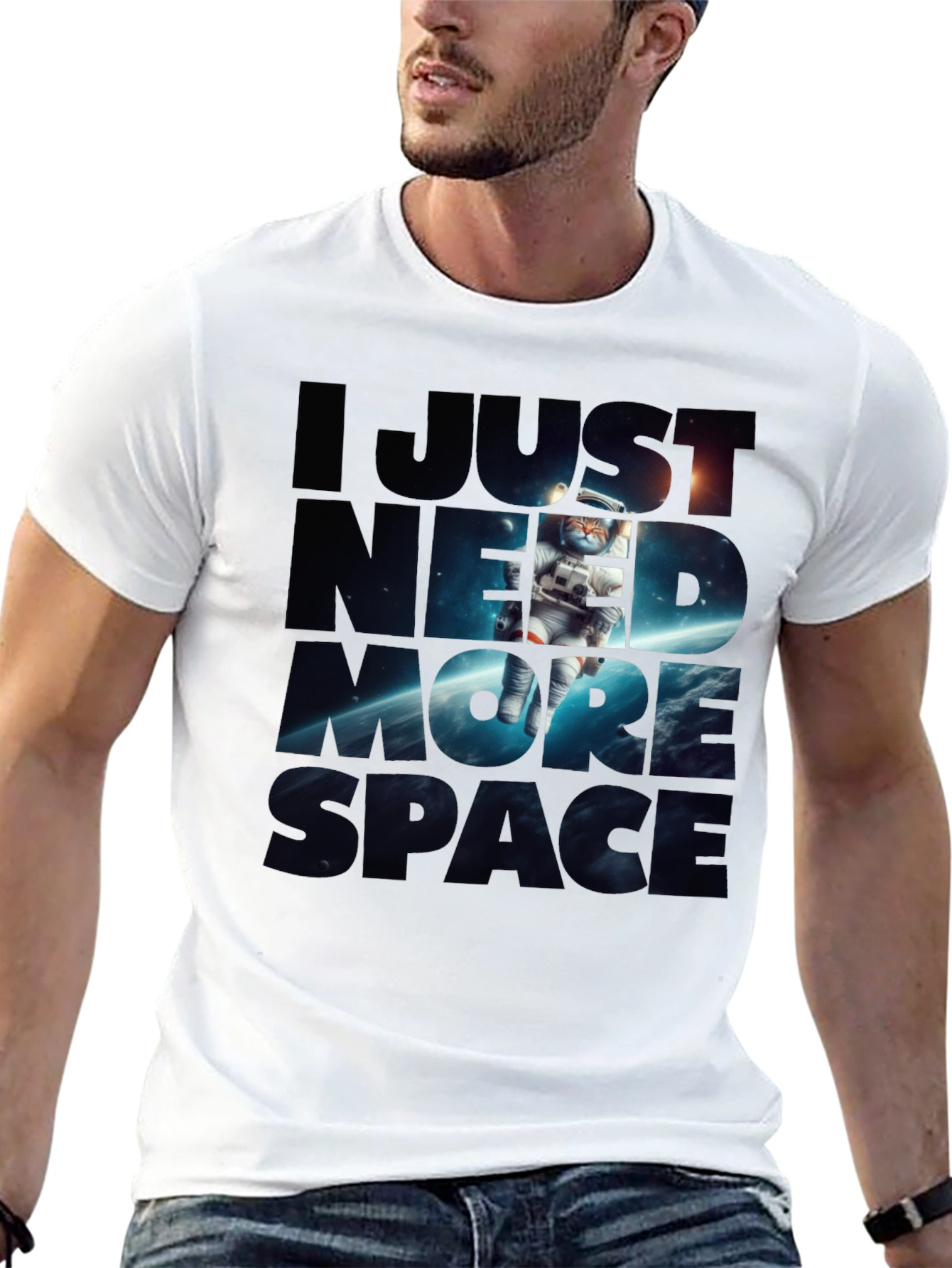 I Need More Space Cat Astronaut Graphic Tee