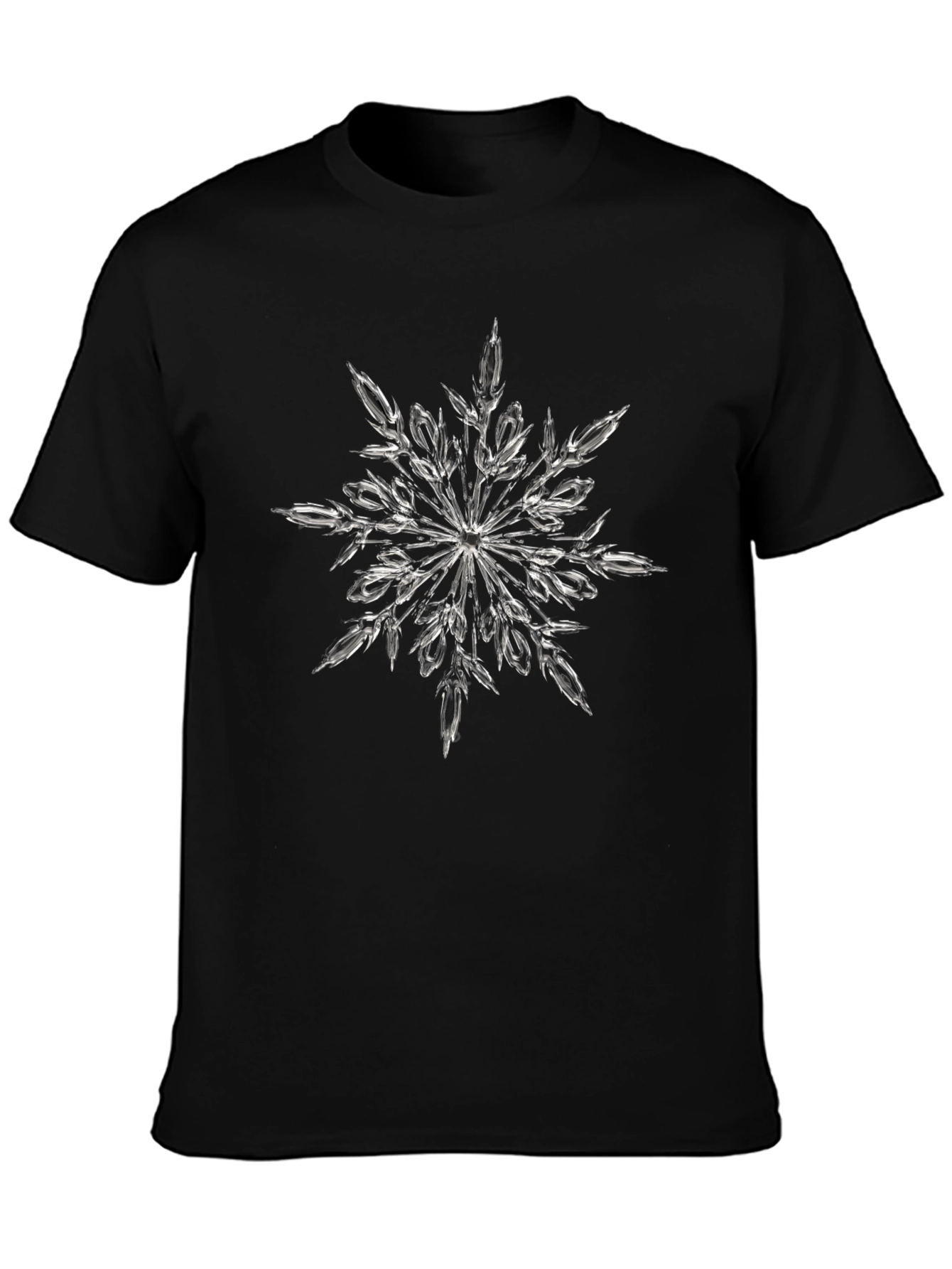 Snowflake Graphic Print Black T-Shirt