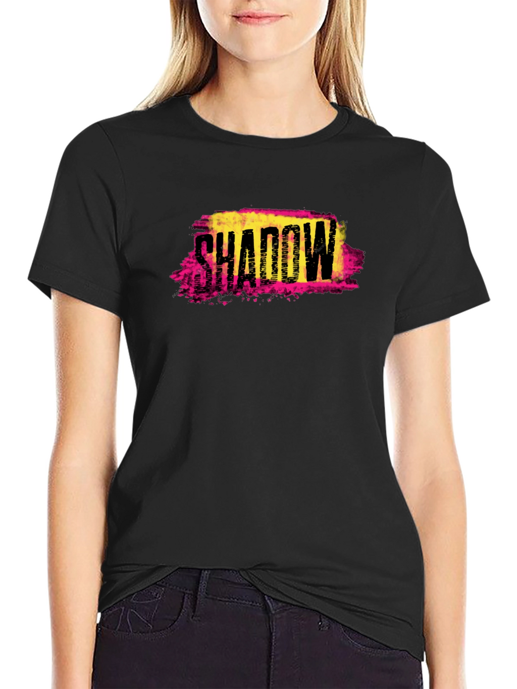 Shadow Graphic Print Black T-Shirt