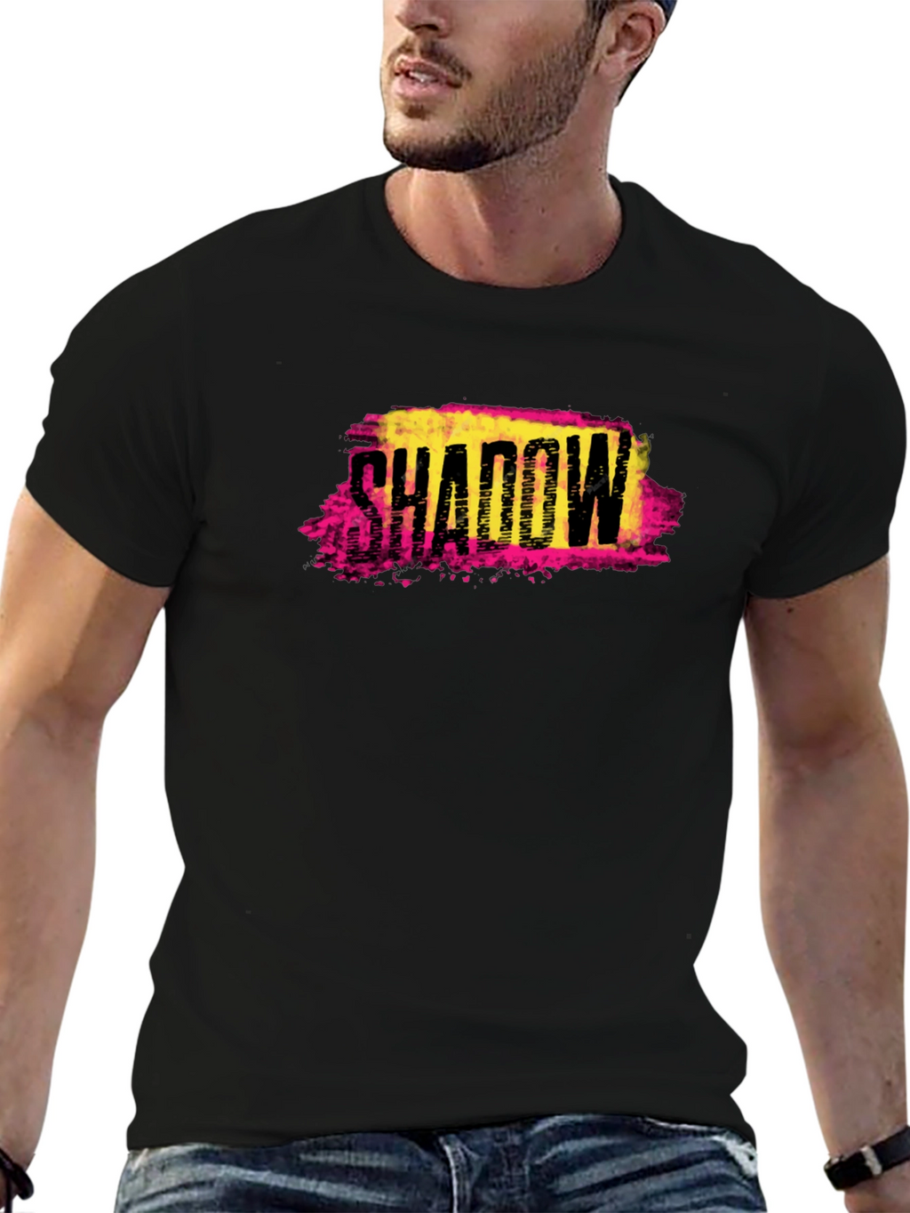 Shadow Graphic Print Black T-Shirt