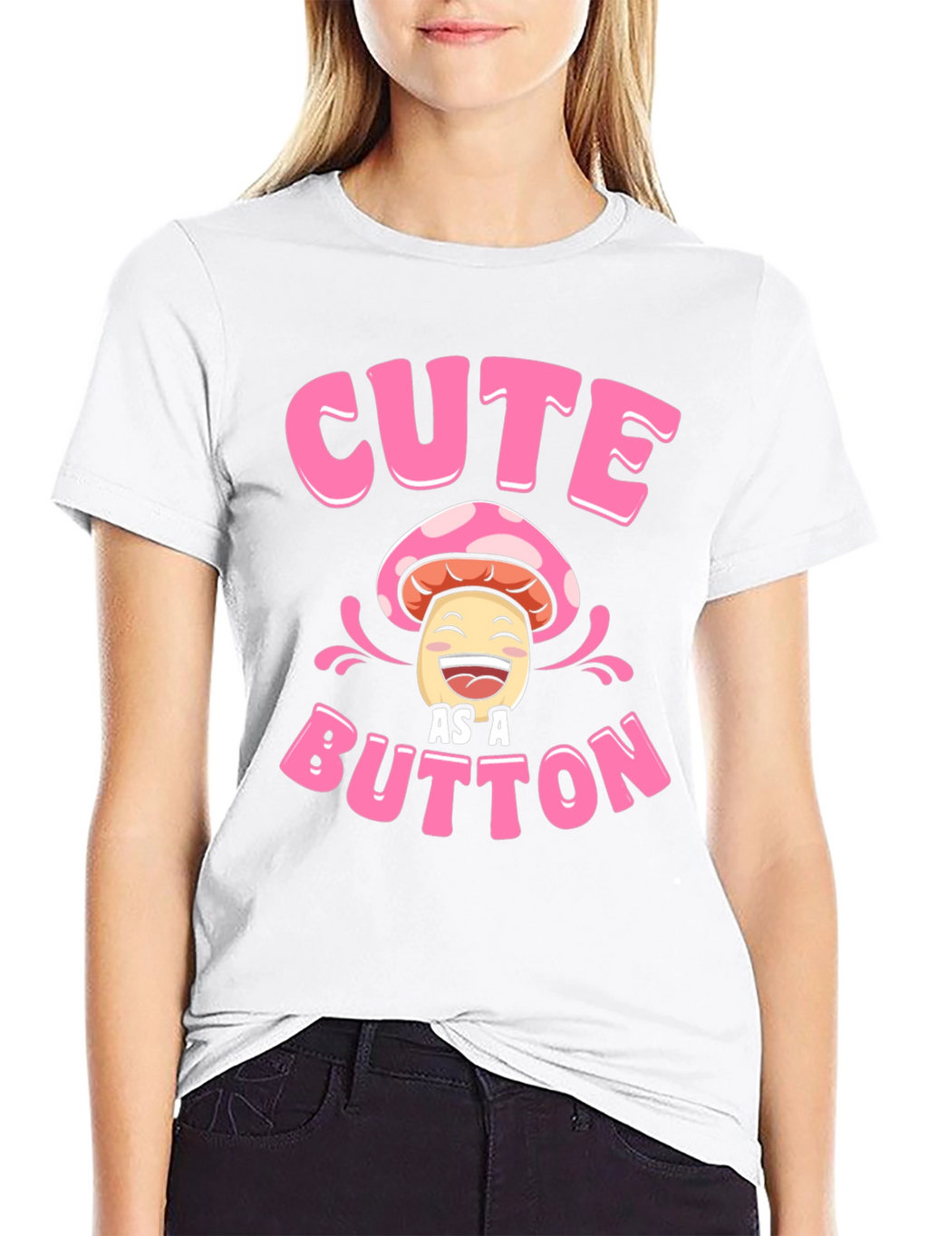 Cute As A Button Mushroom Graphic T-Shirt