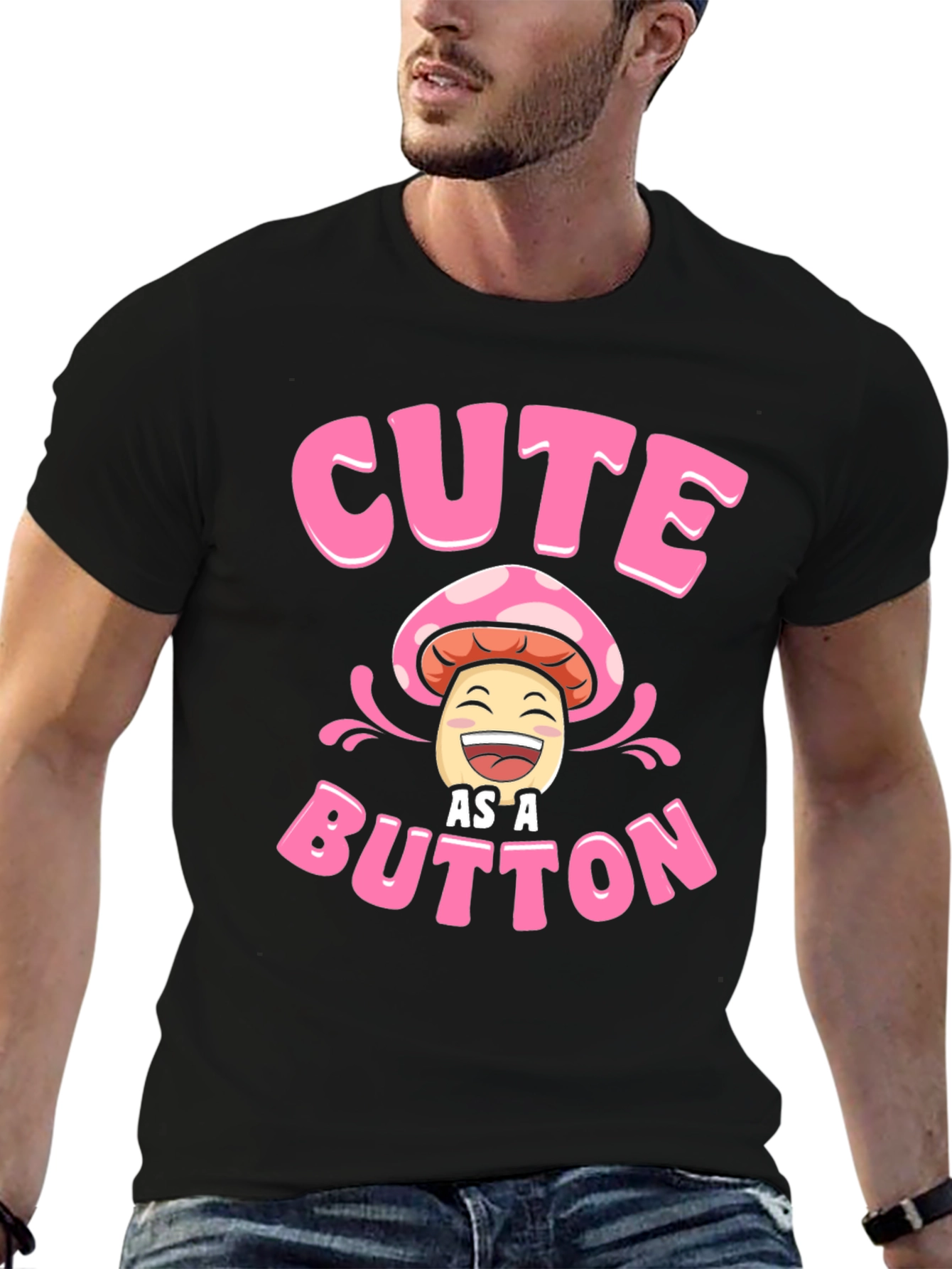 Cute As A Button Mushroom Graphic T-Shirt
