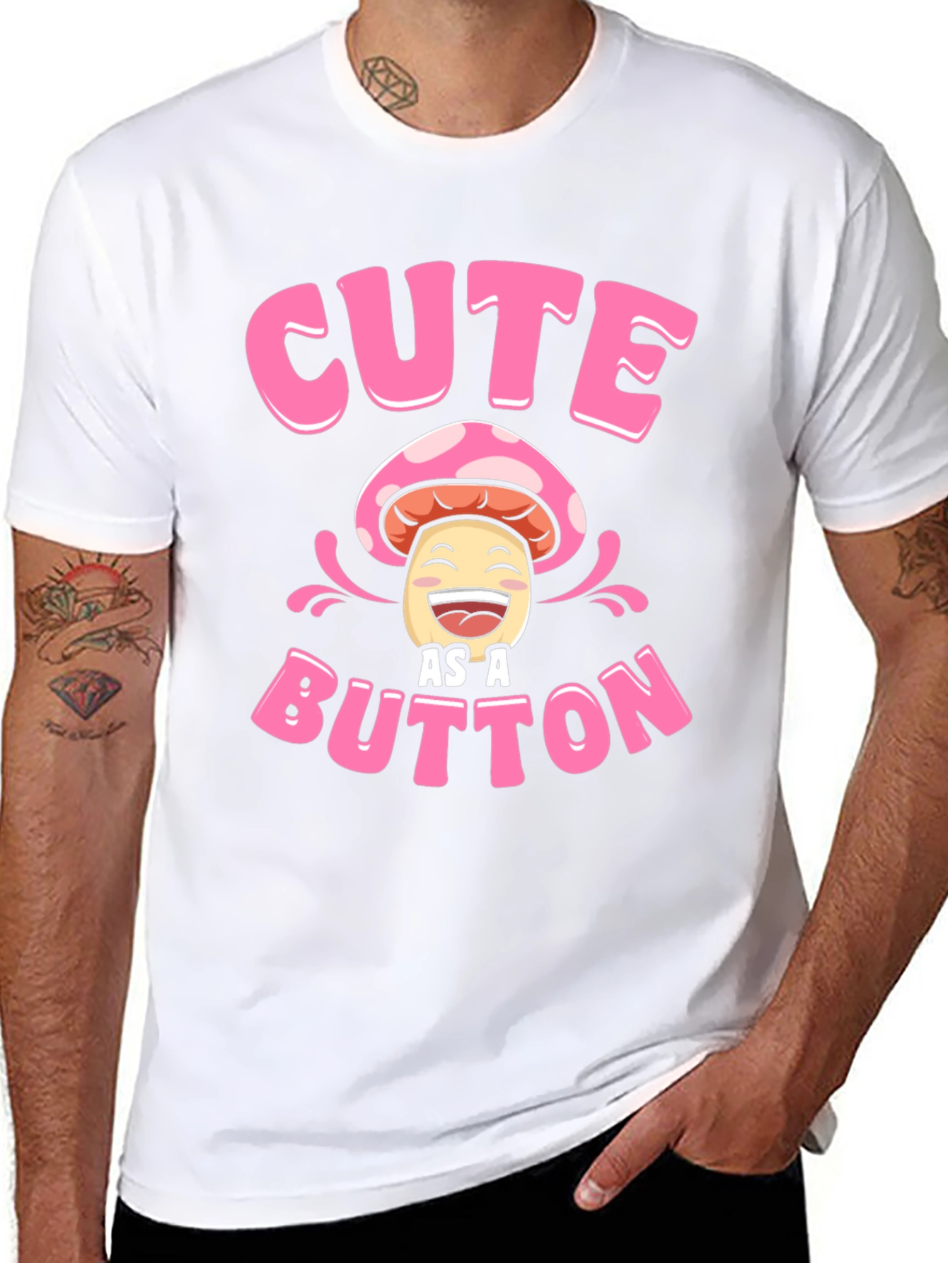 Cute As A Button Mushroom Graphic T-Shirt