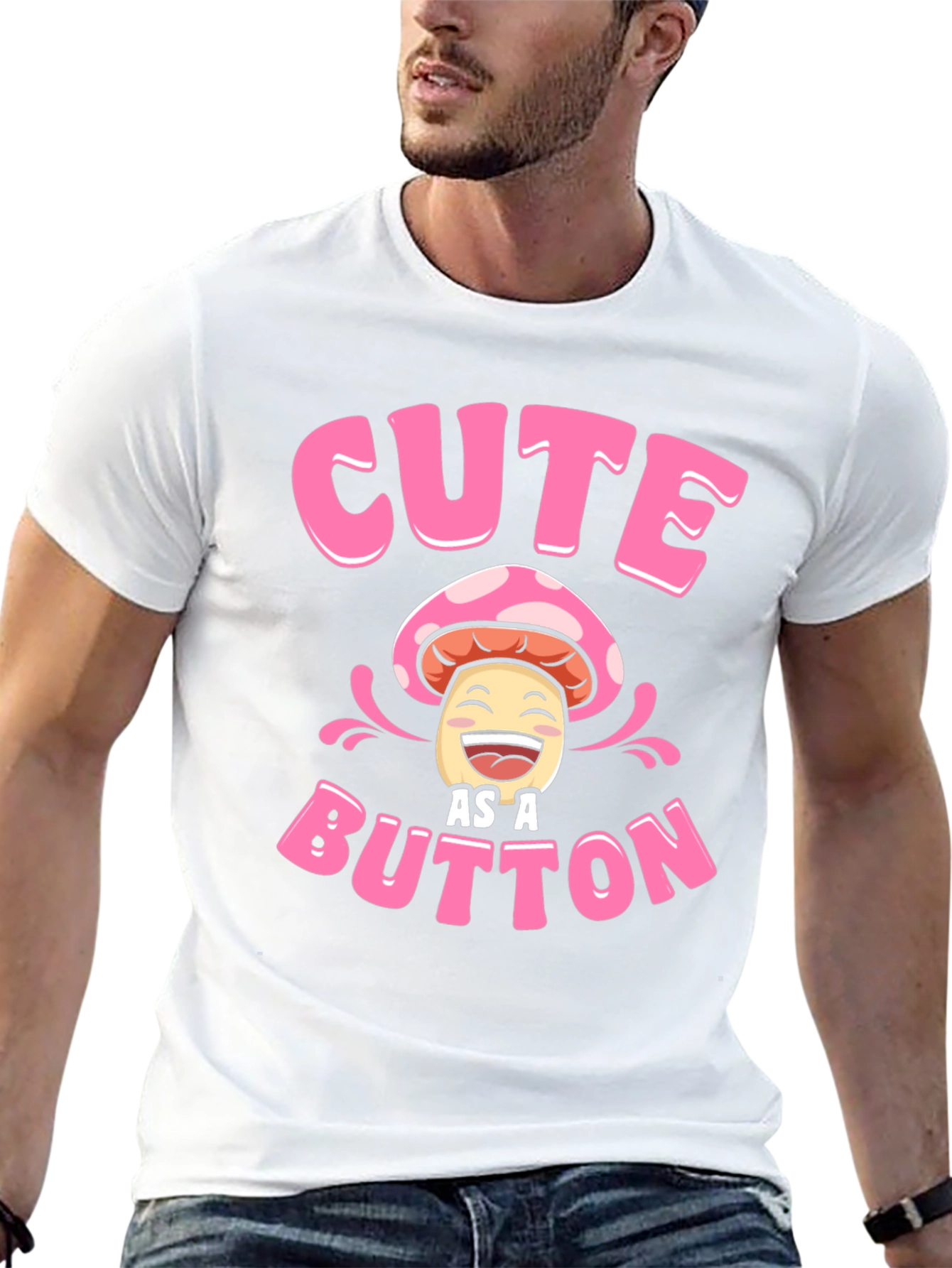 Cute As A Button Mushroom Graphic T-Shirt