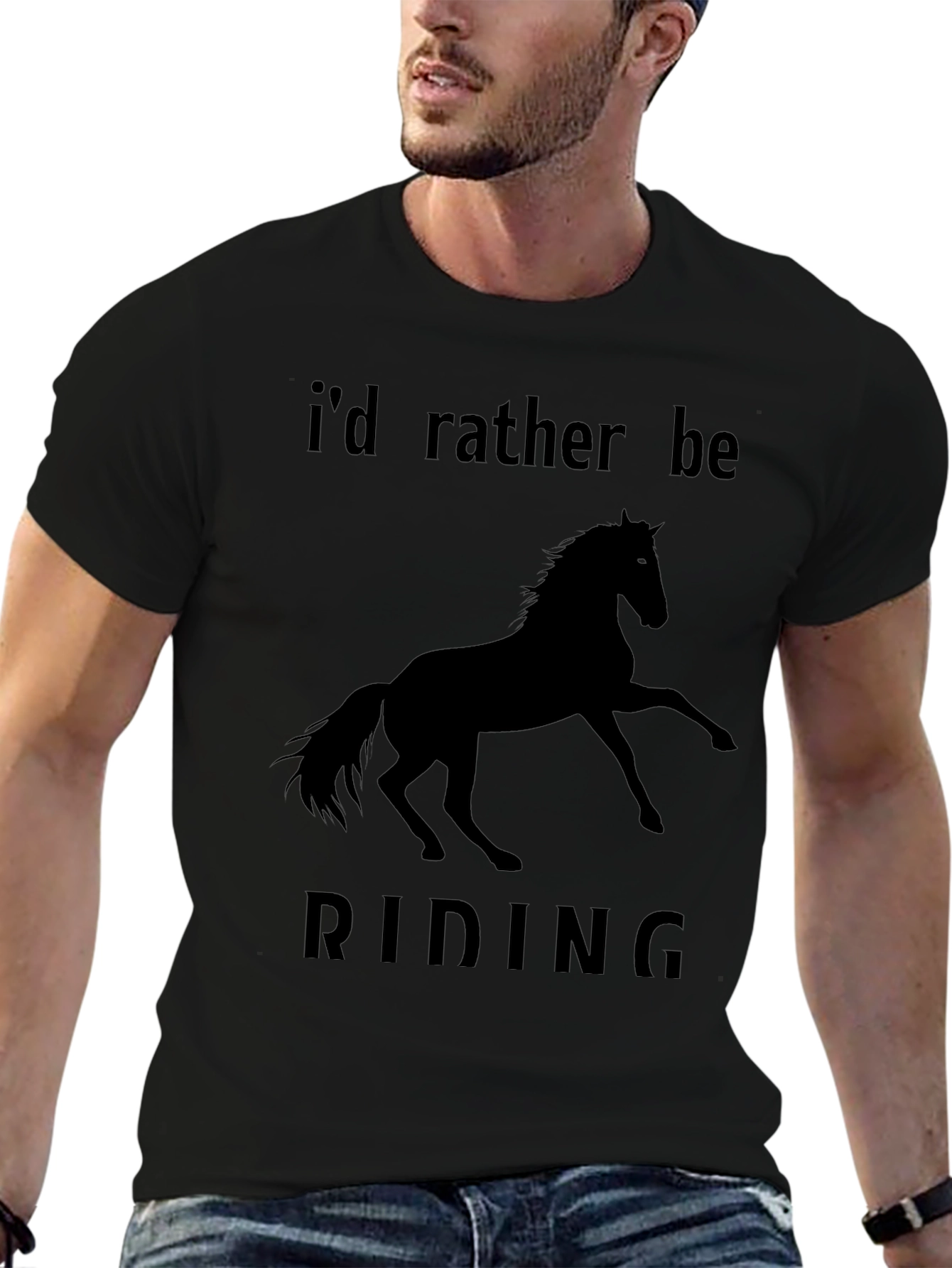 Horse Riding Graphic Tee - Black