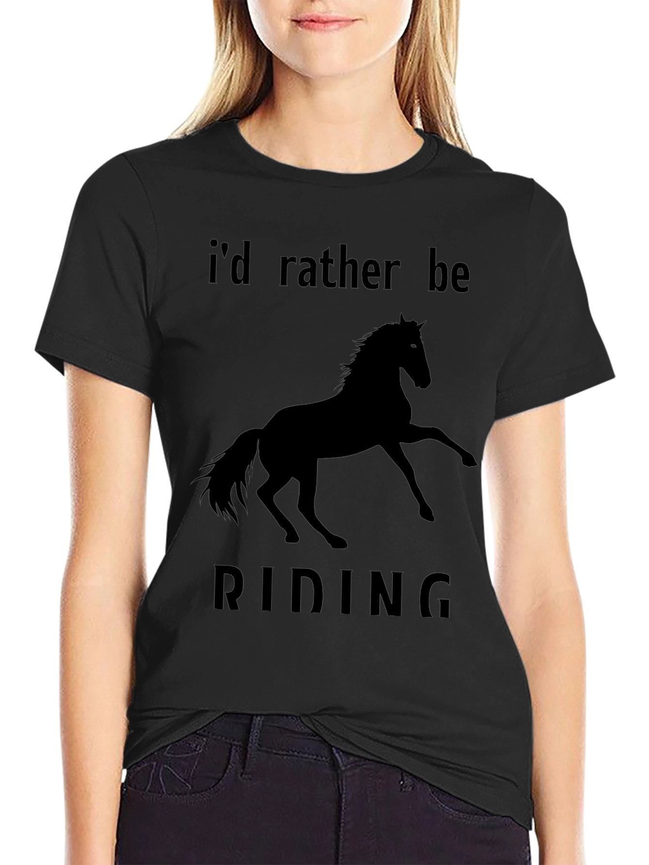 Horse Riding Graphic Tee - Black