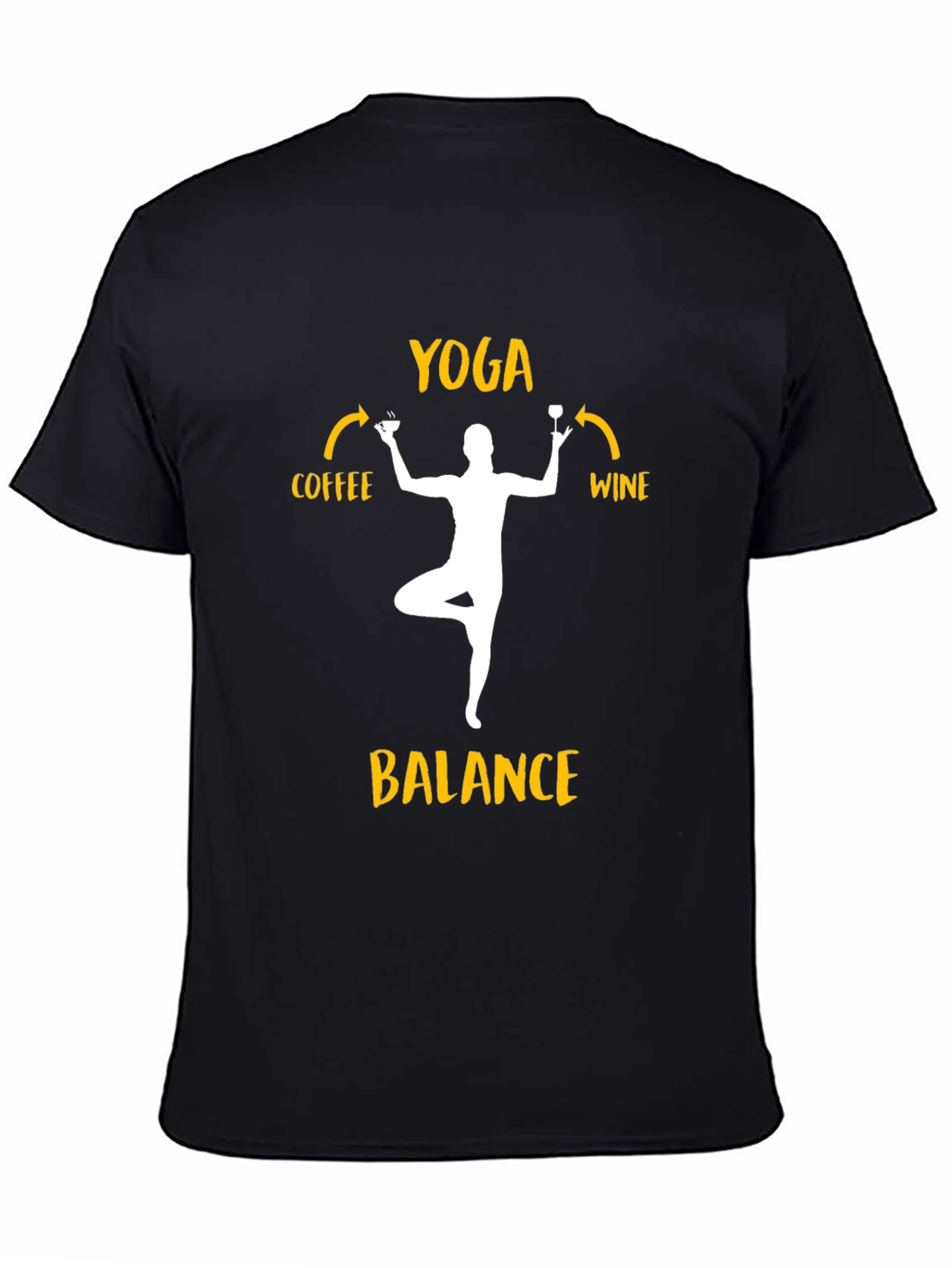 Yoga Balance Coffee Wine Graphic T-Shirt