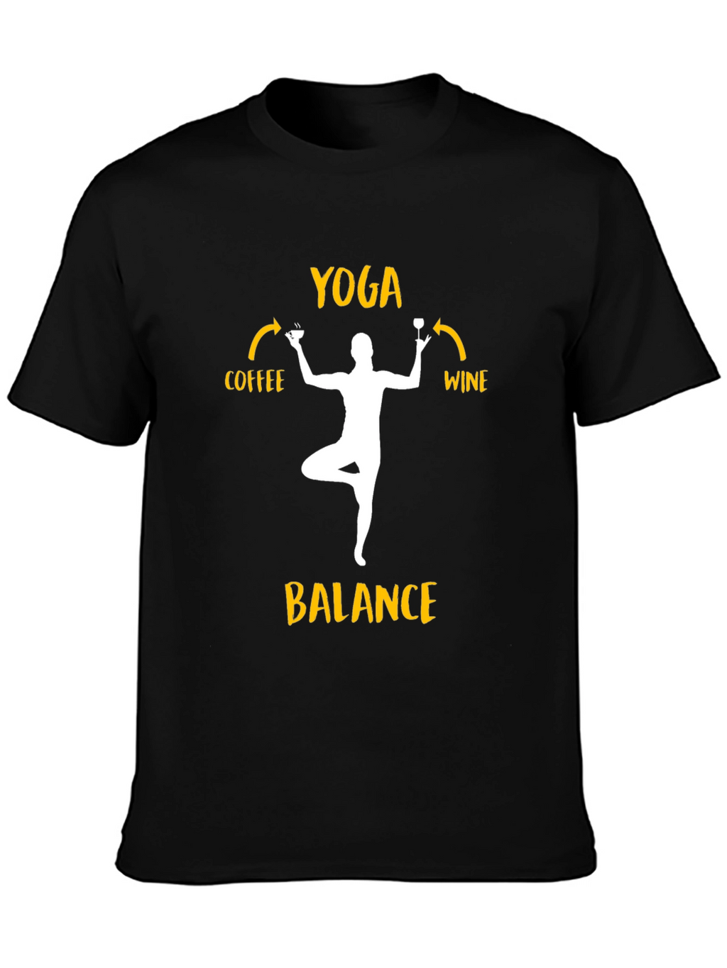Yoga Balance Coffee Wine Graphic T-Shirt