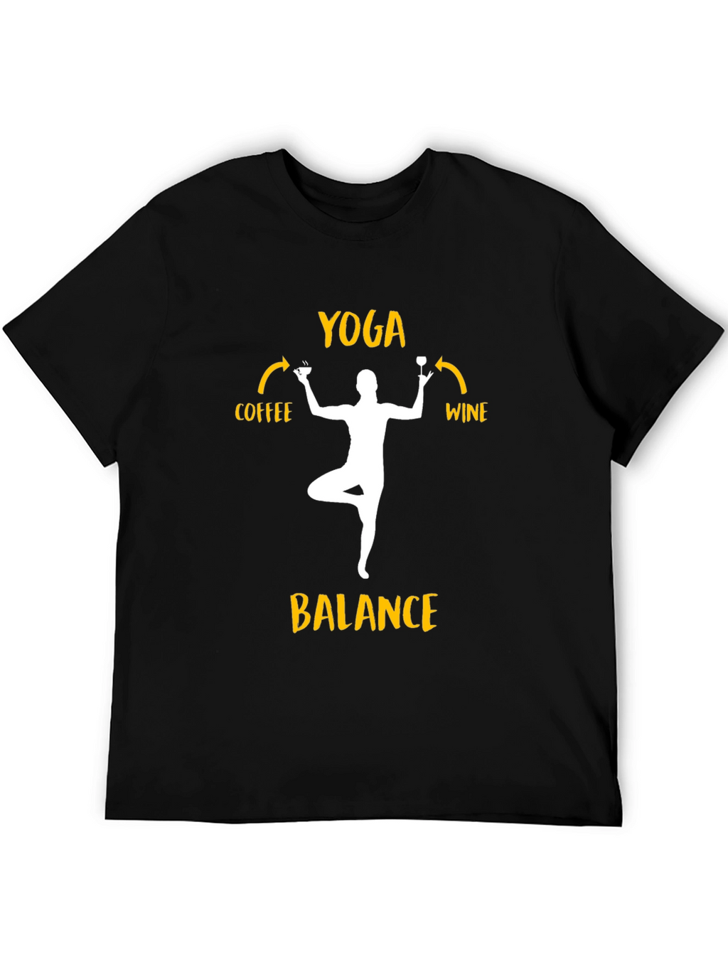 Yoga Balance Coffee Wine Graphic T-Shirt