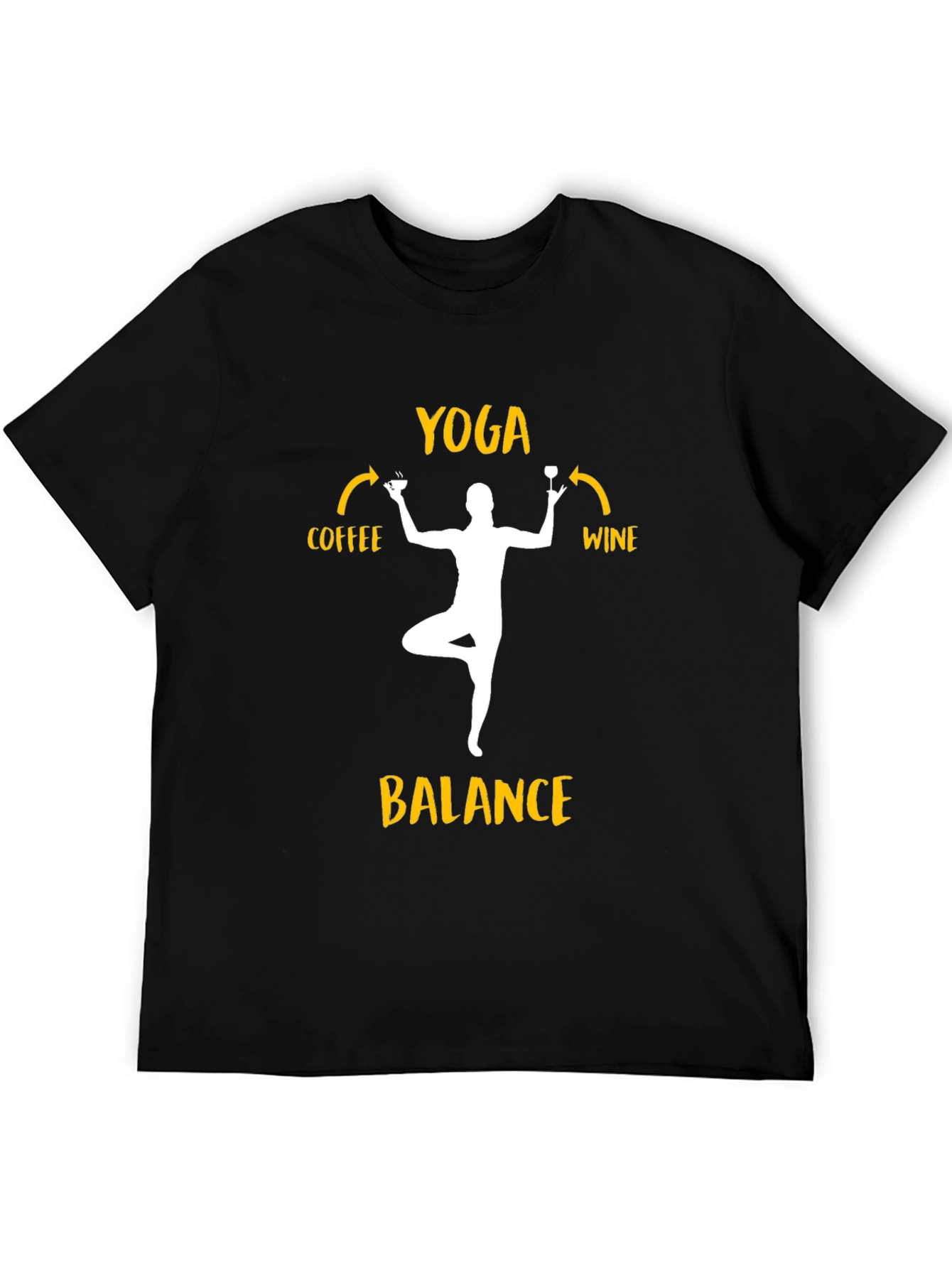 Yoga Balance Coffee Wine Graphic T-Shirt