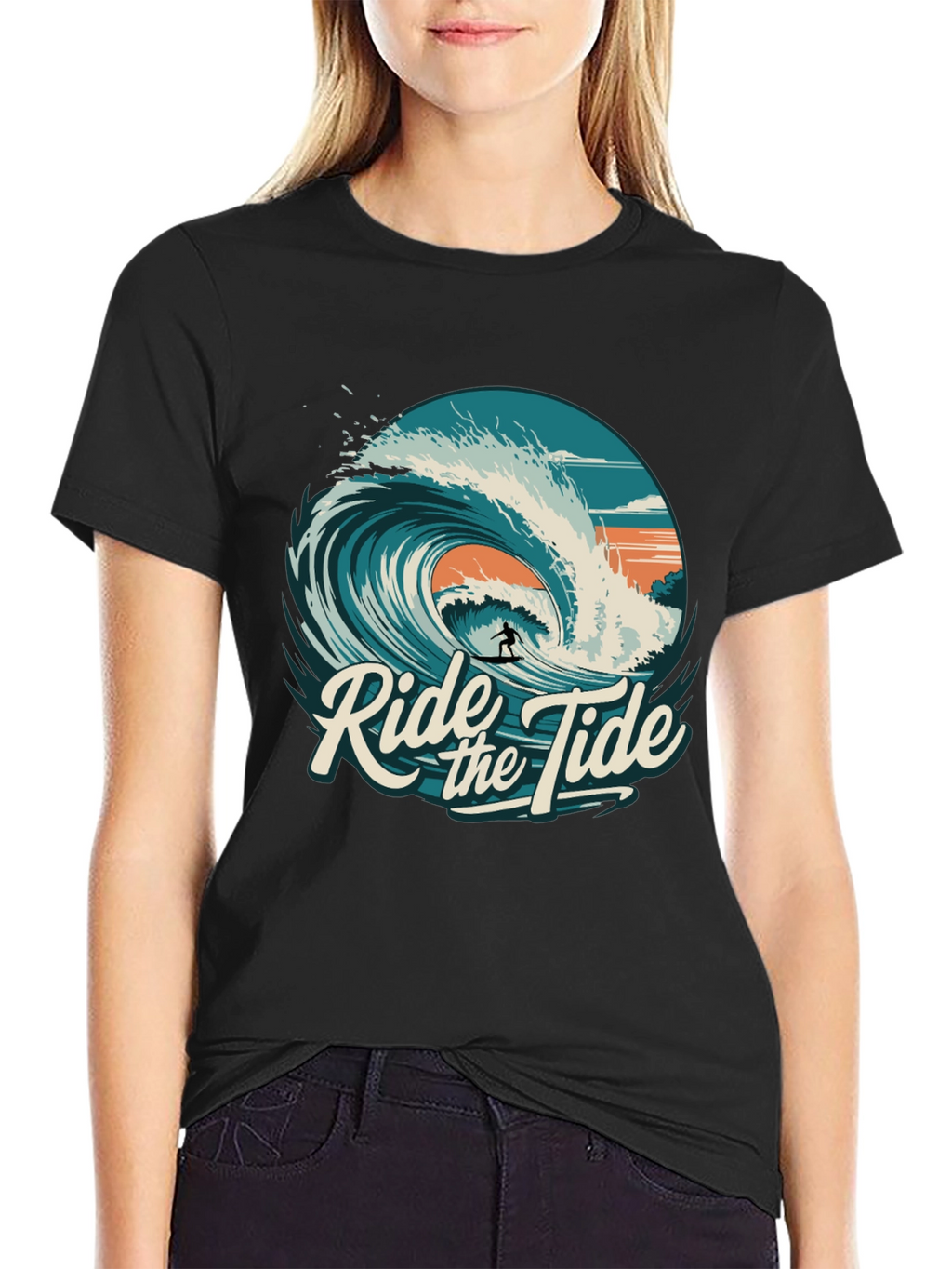 Ride the Tide Graphic T-Shirt - Surfer Design