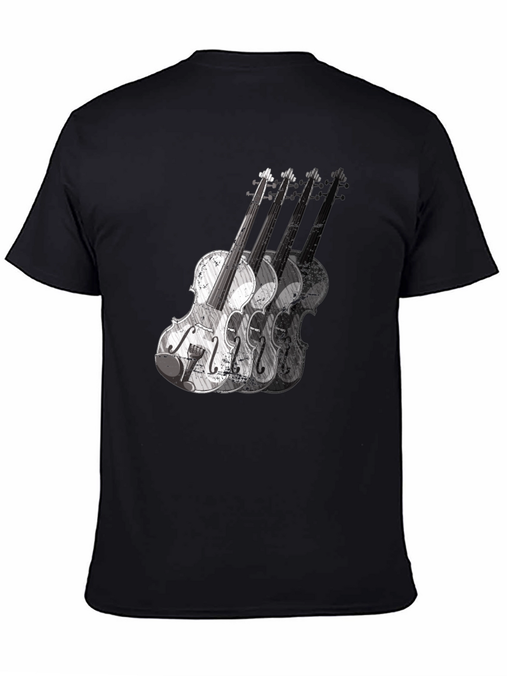 Violin Graphic Print Mens Black T-Shirt