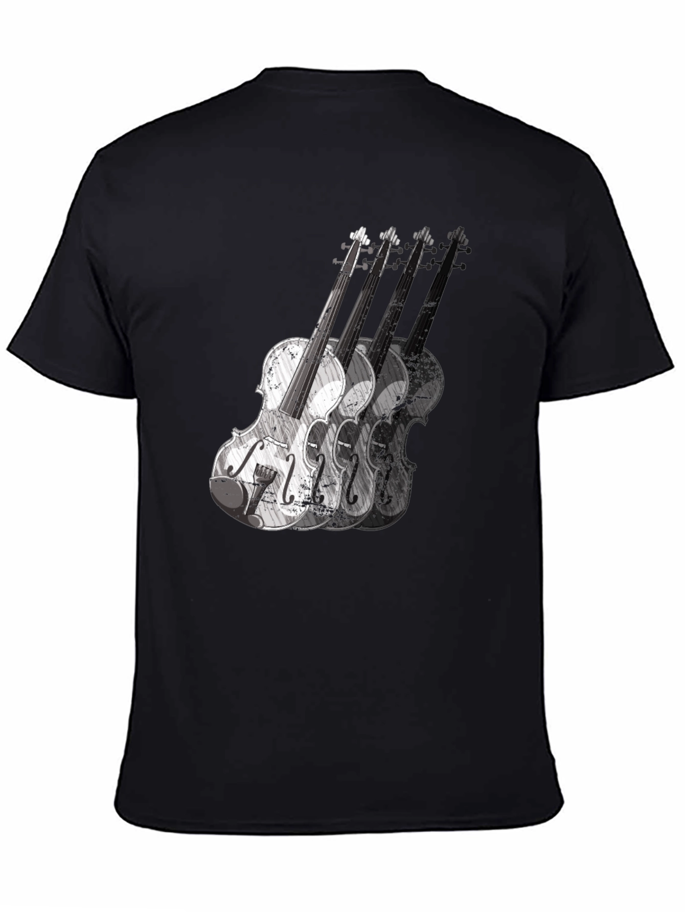 Violin Graphic Print Mens Black T-Shirt