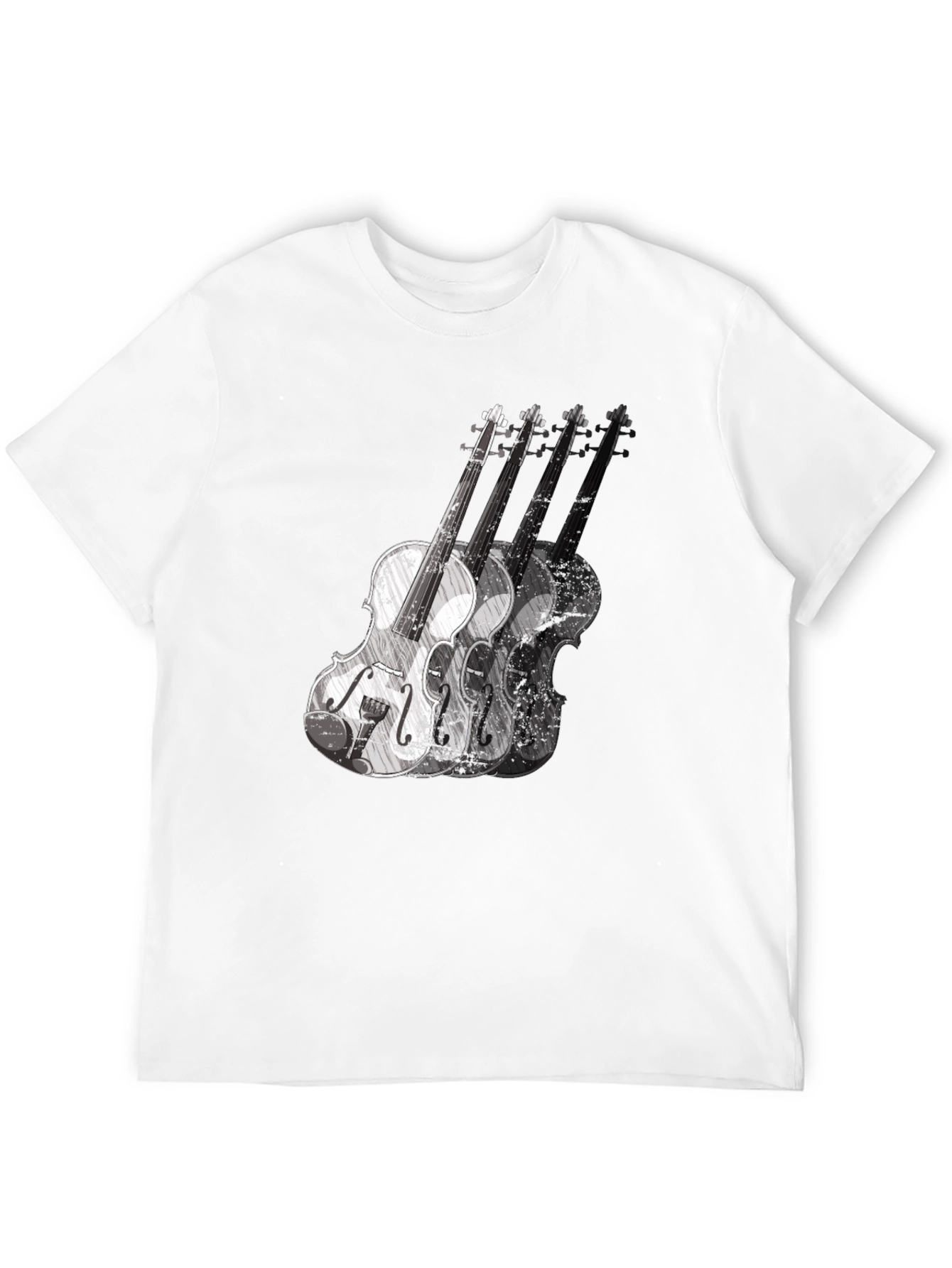Violin Graphic Print Mens Black T-Shirt