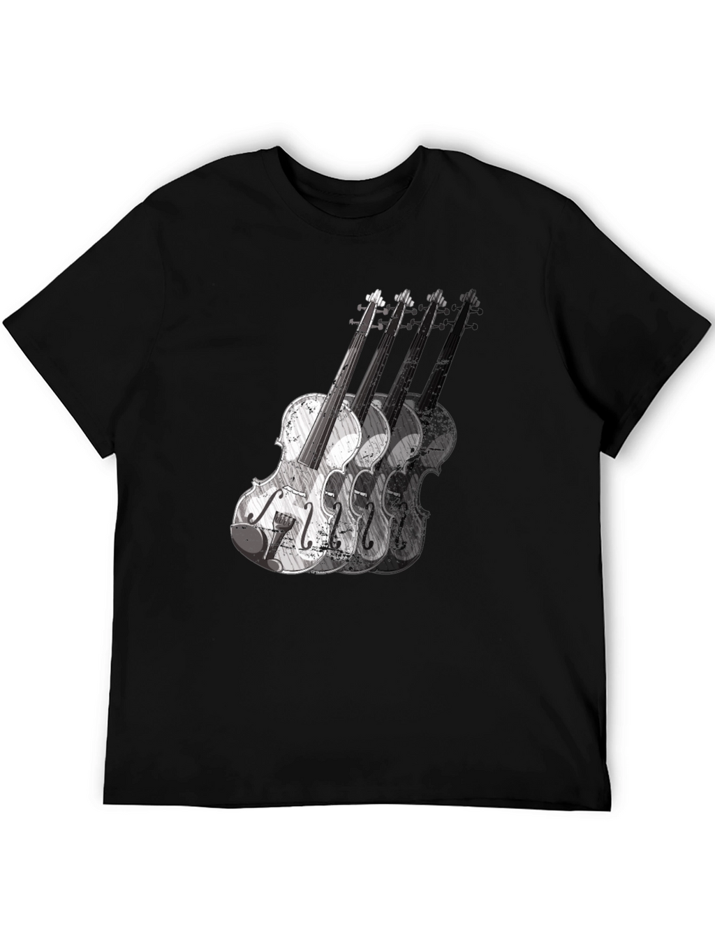 Violin Graphic Print Mens Black T-Shirt
