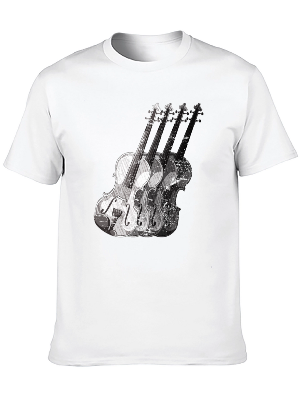 Violin Graphic Print Mens Black T-Shirt