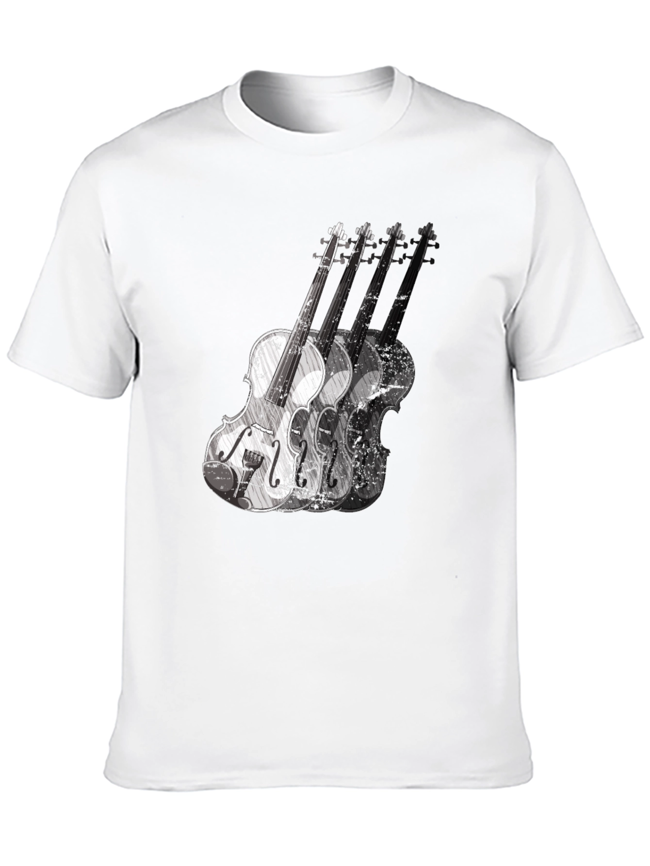 Violin Graphic Print Mens Black T-Shirt
