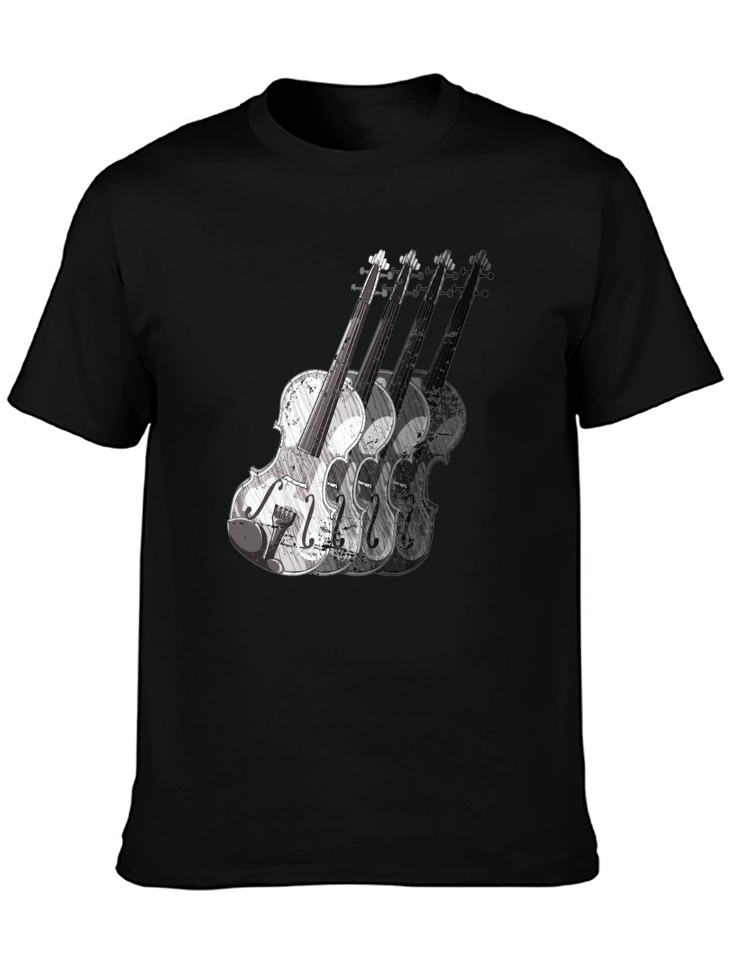 Violin Graphic Print Mens Black T-Shirt
