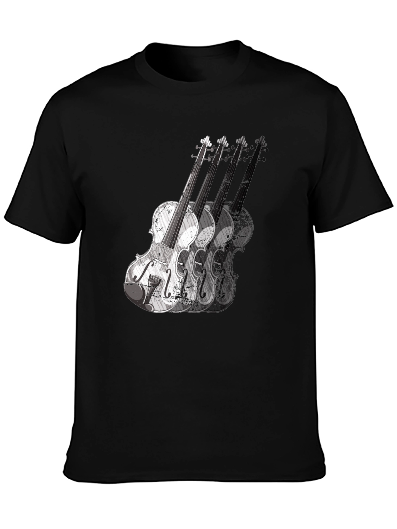 Violin Graphic Print Mens Black T-Shirt