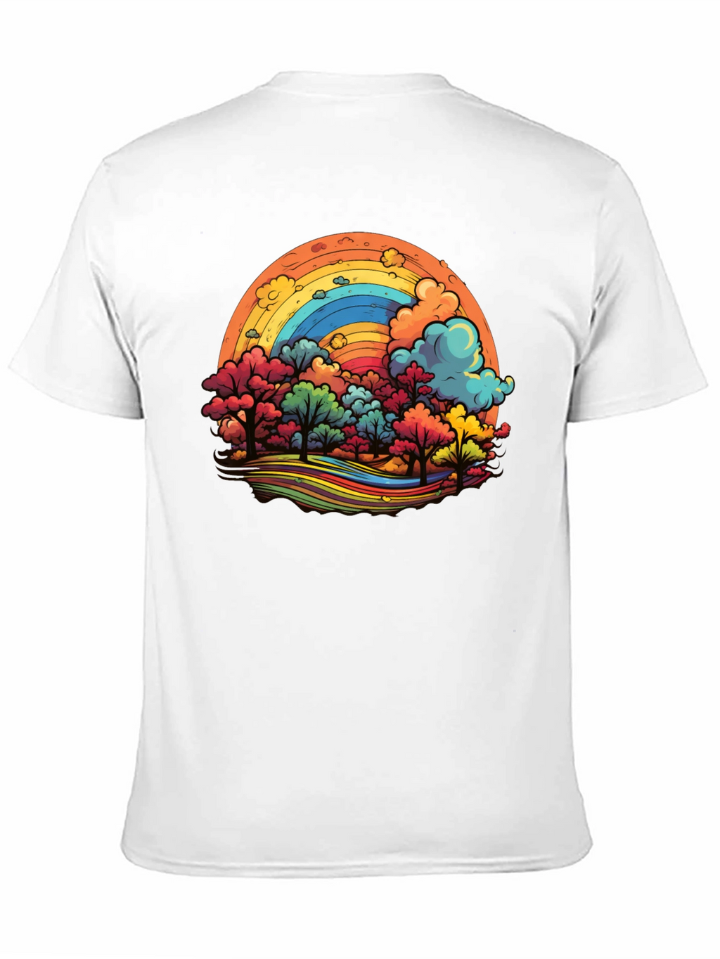 Rainbow Trees Graphic Black T-Shirt