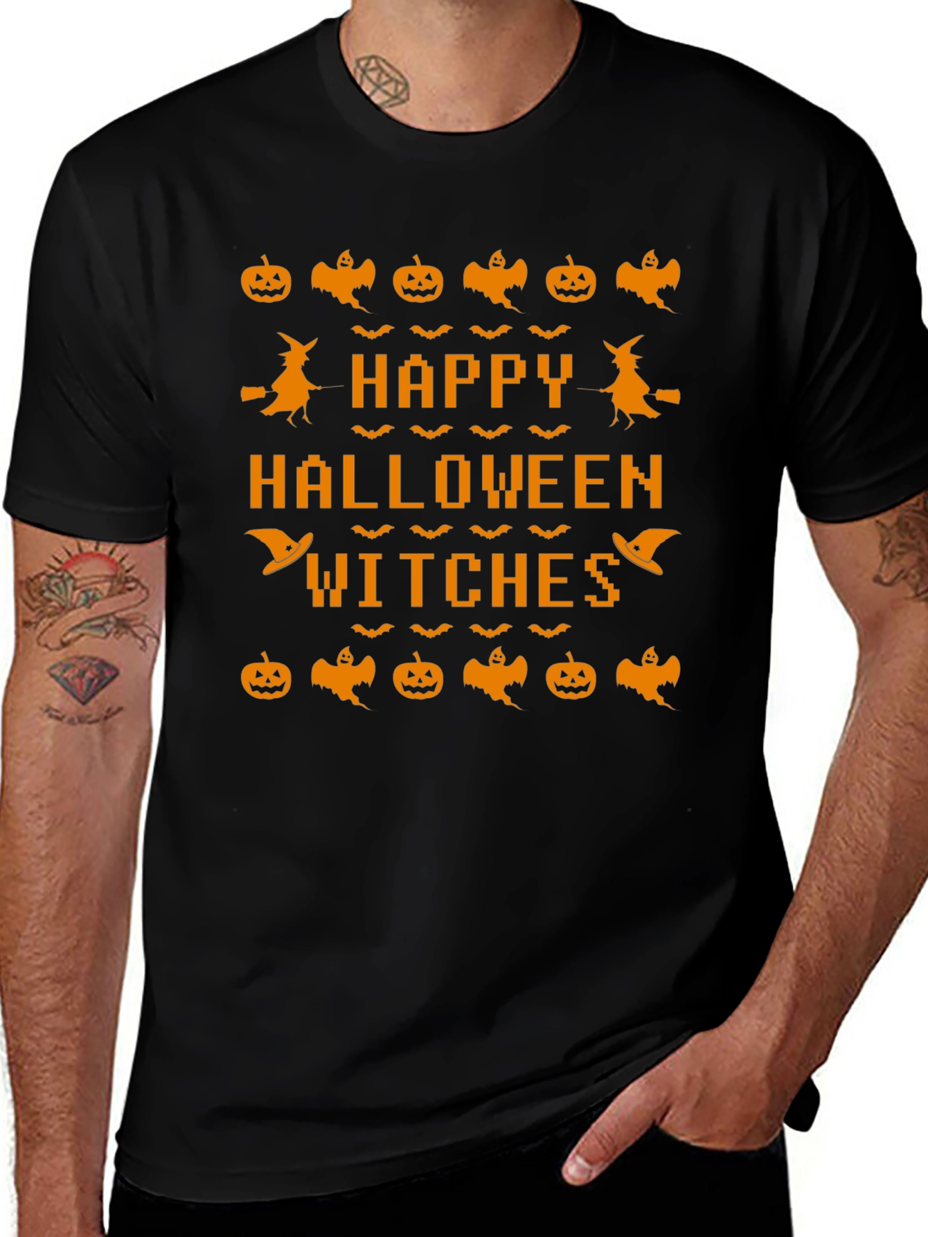 Happy Halloween Witches Black T-Shirt