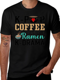 K-Pop Coffee Ramen K-Drama Black T-Shirt