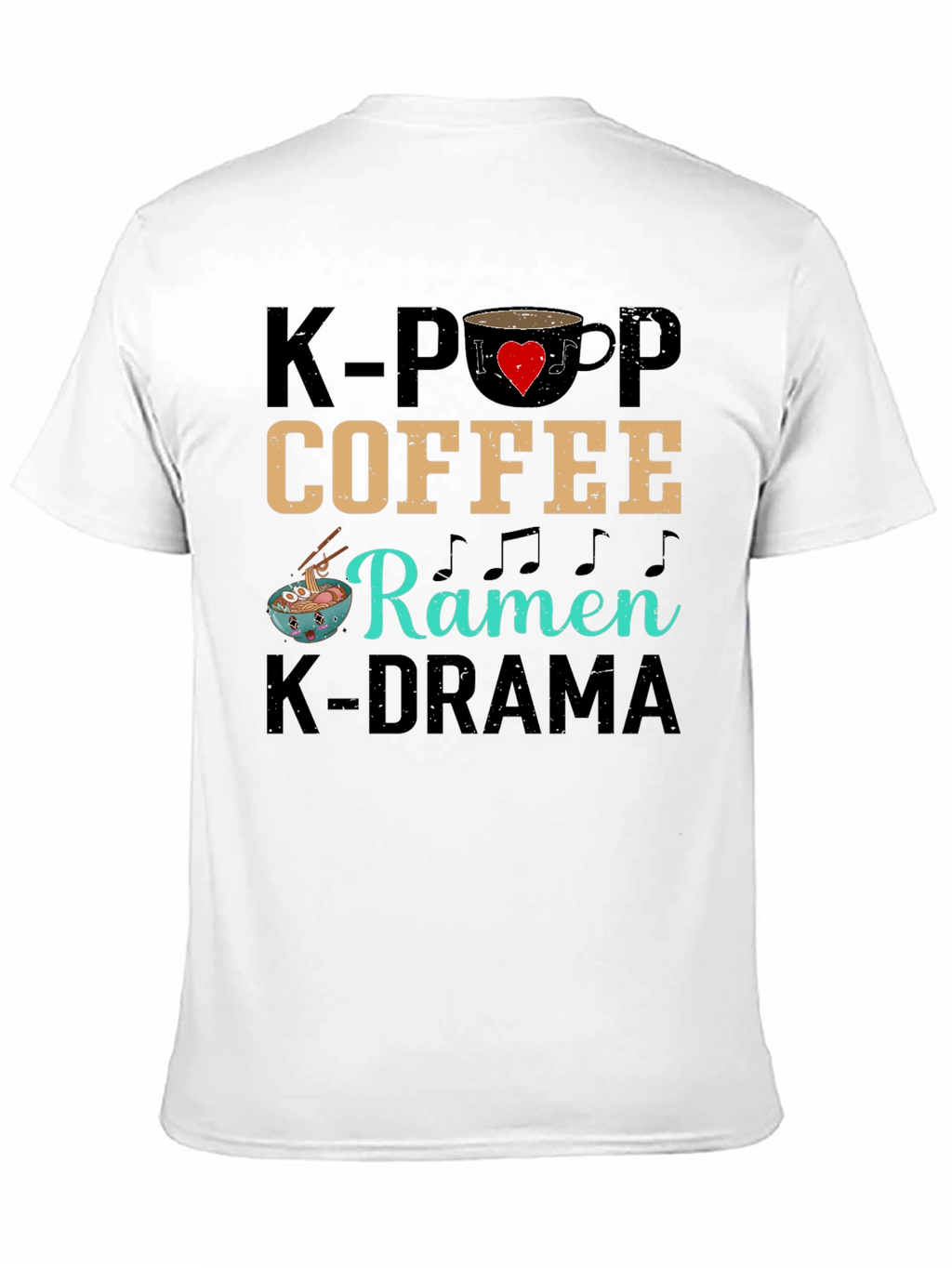 K-Pop Coffee Ramen K-Drama Black T-Shirt