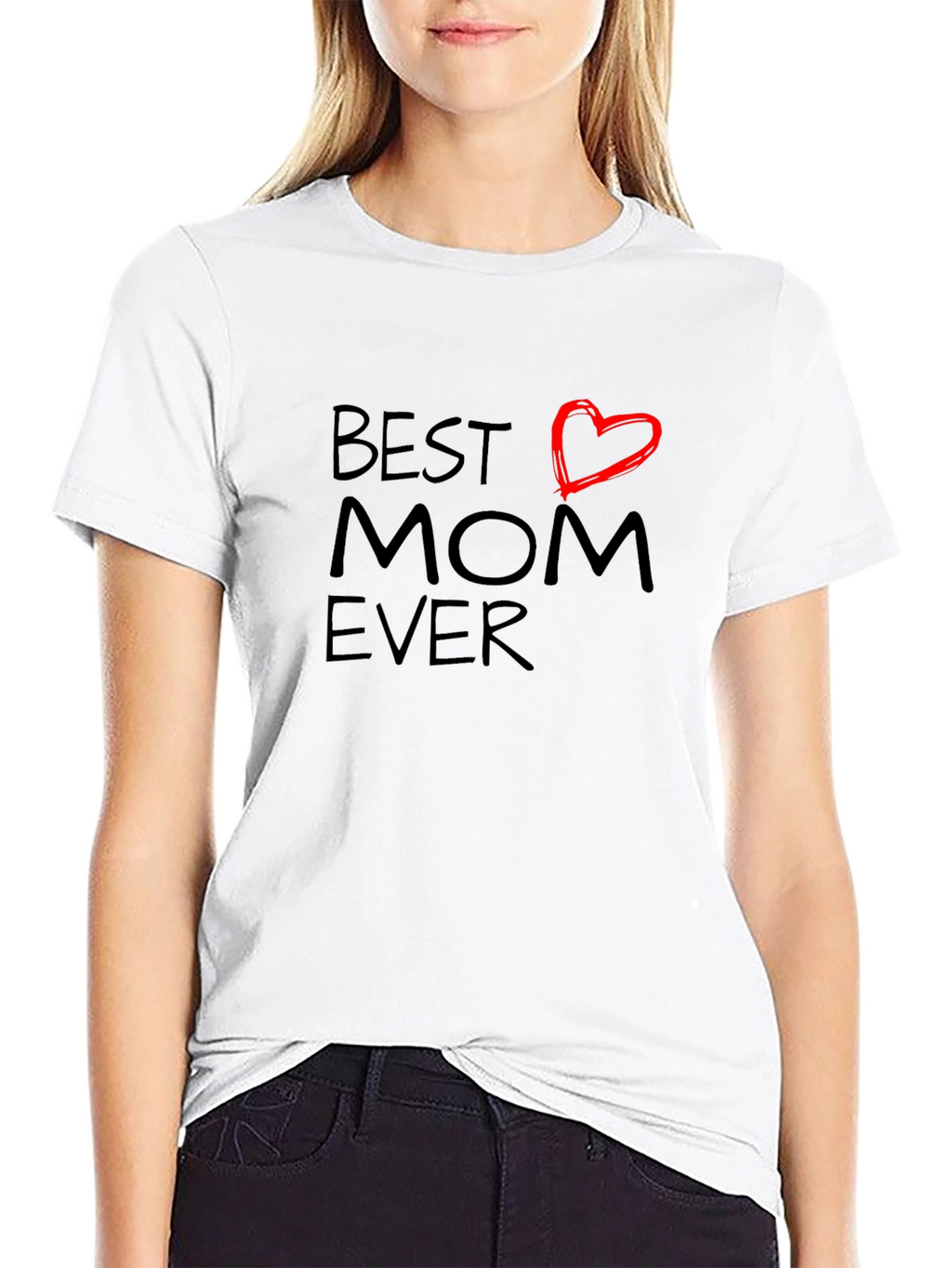 Best Mom Ever T-Shirt Heart Detail Short Sleeve