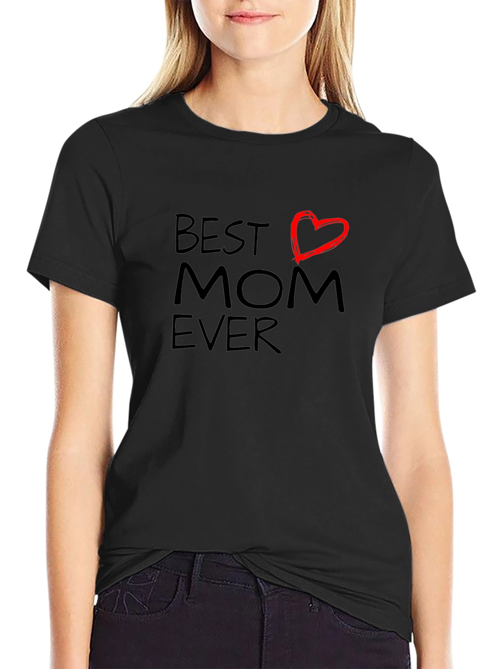 Best Mom Ever T-Shirt Heart Detail Short Sleeve