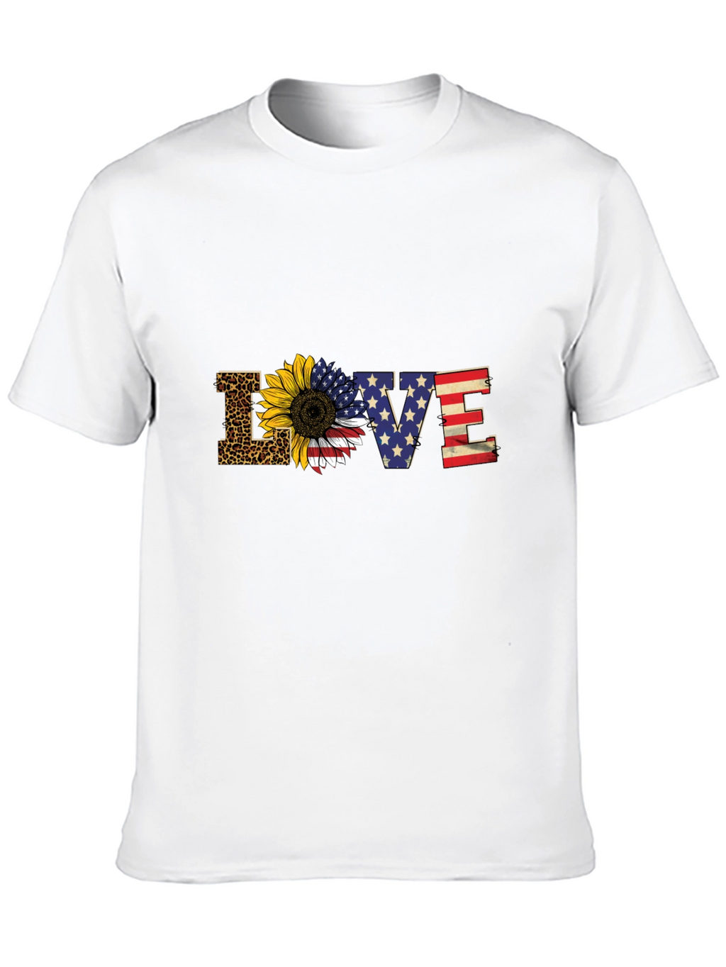 Patriotic Leopard Sunflower LOVE Graphic Tee