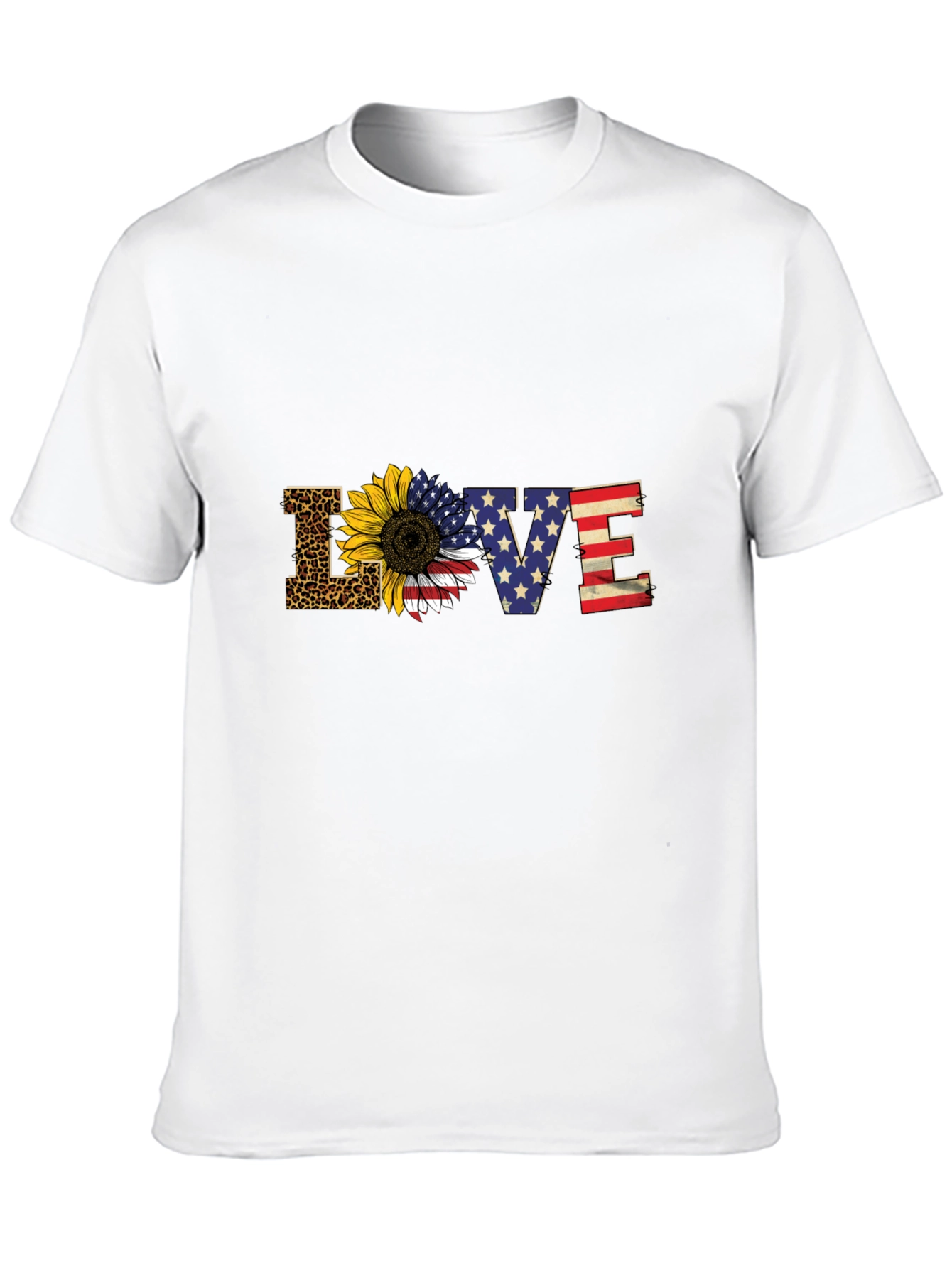Patriotic Leopard Sunflower LOVE Graphic Tee